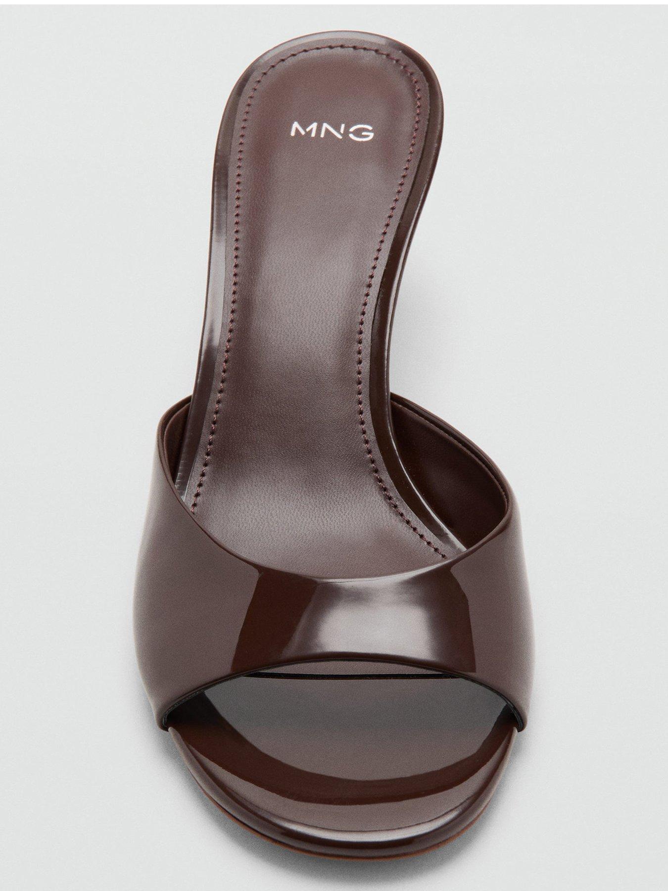 Image 4 of 6 of Mango Pointed Kitten Heel Sandals - Chocolate