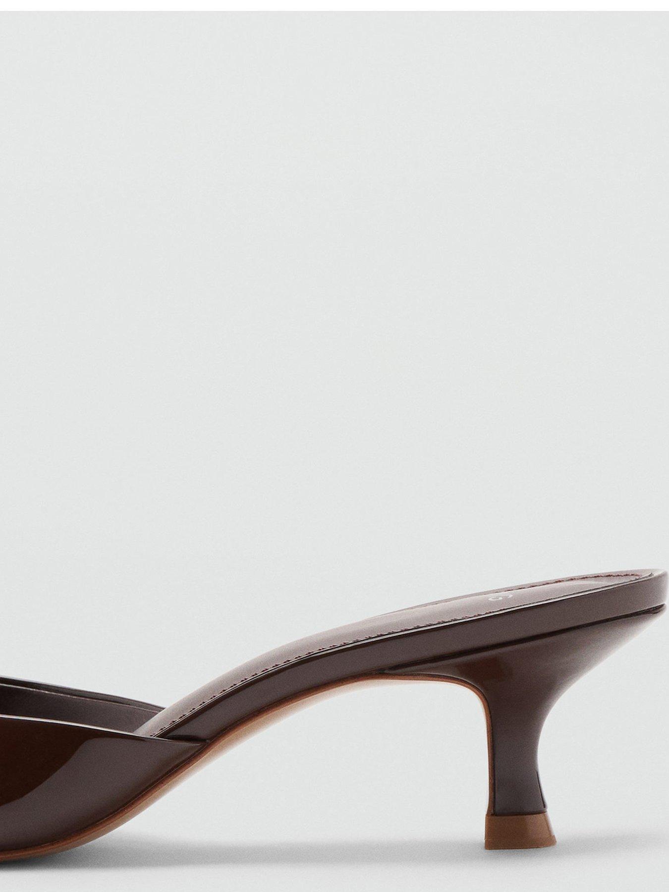 Image 5 of 6 of Mango Pointed Kitten Heel Sandals - Chocolate