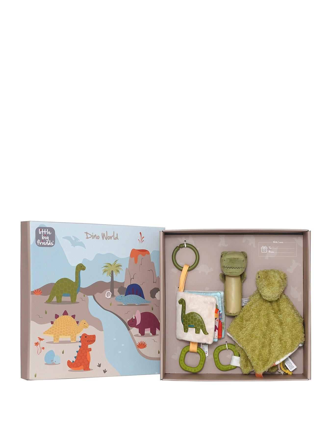 Little Big Friends Baby Gift Set - Comforter, Squeaker and Baby Book - Dino