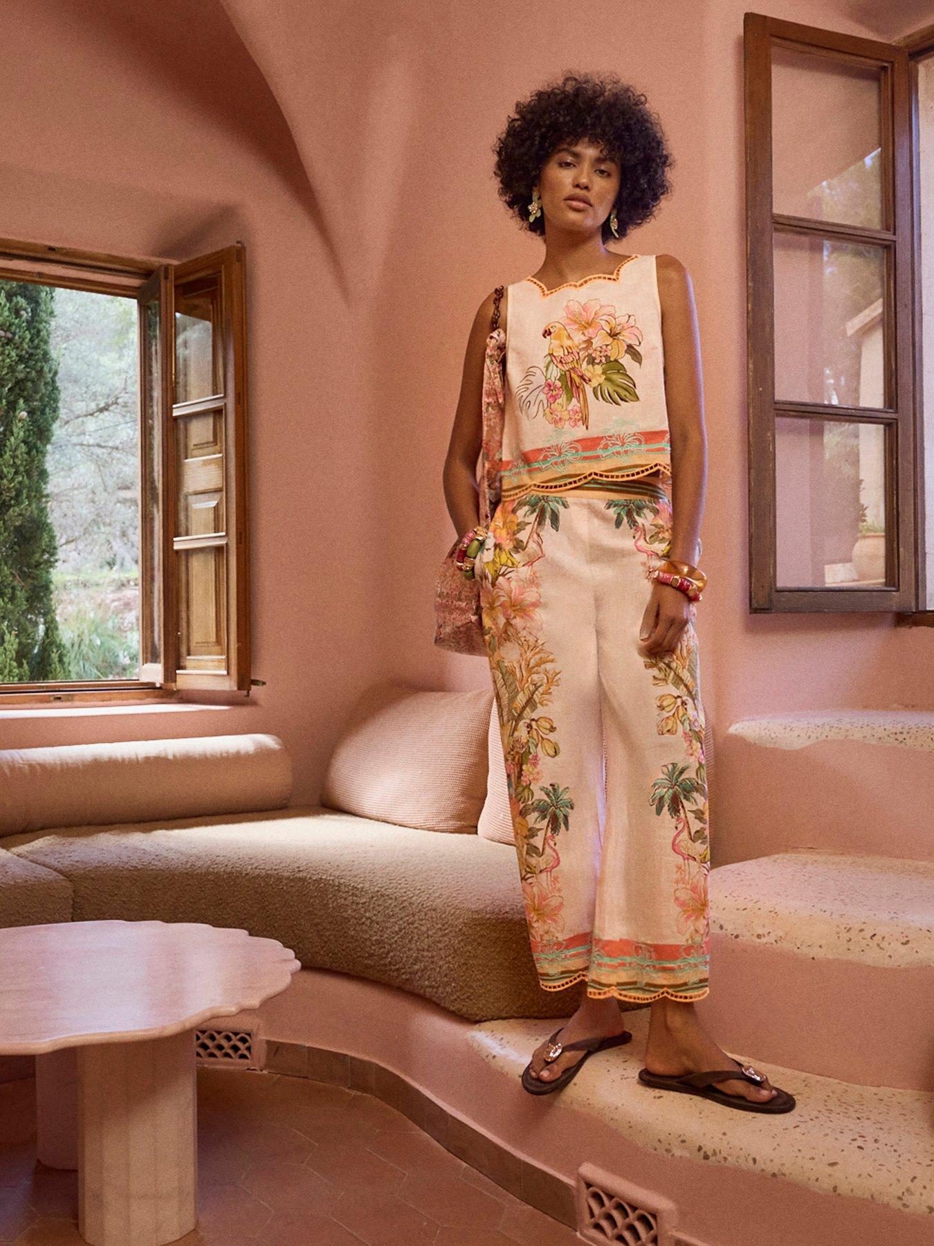 Image 3 of 6 of River Island Del Mar Cutwork Print Shell Co-ord Top - Cream