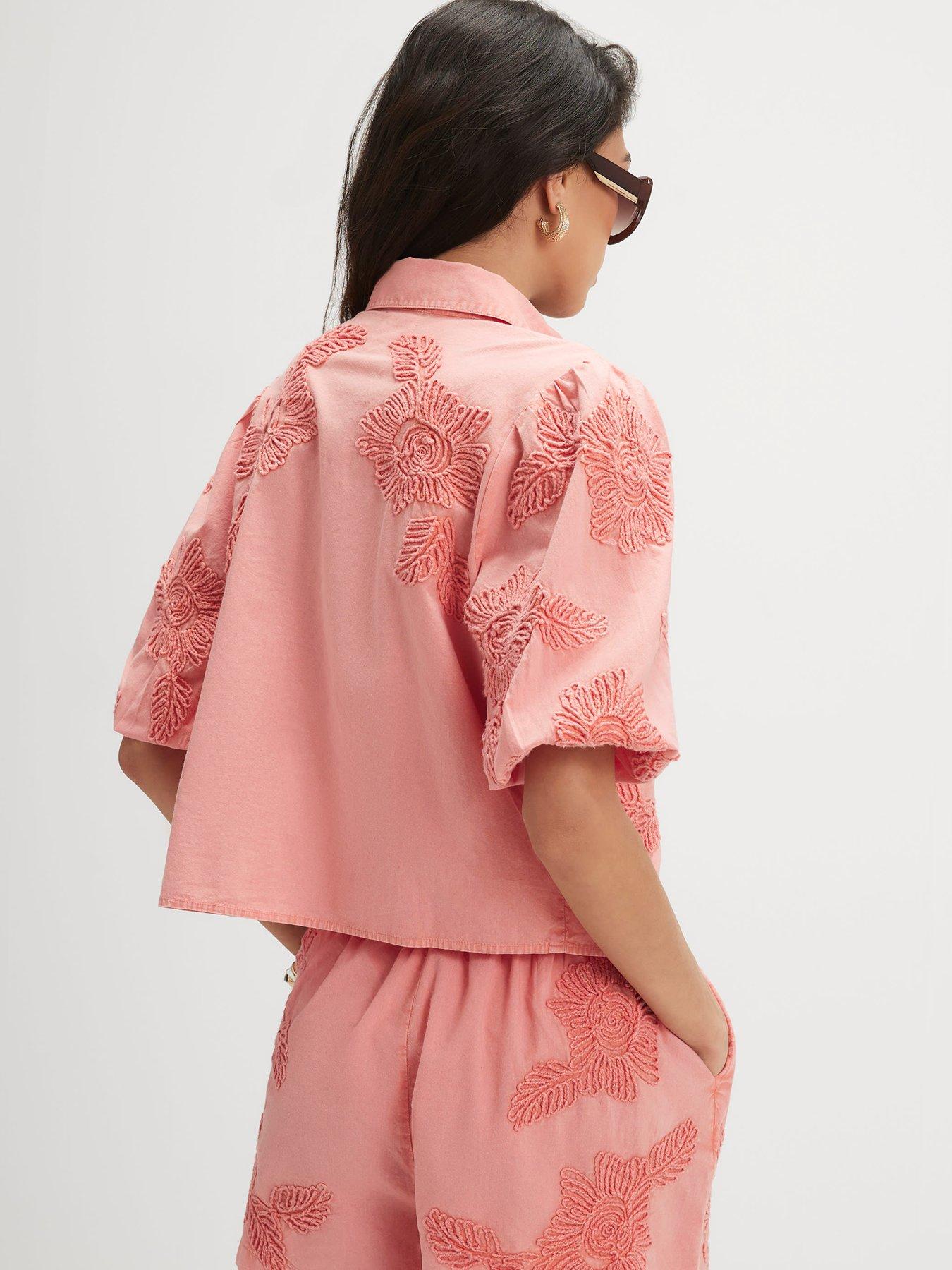 Image 2 of 6 of River Island Cornelli Co-ord Shirt - Pink