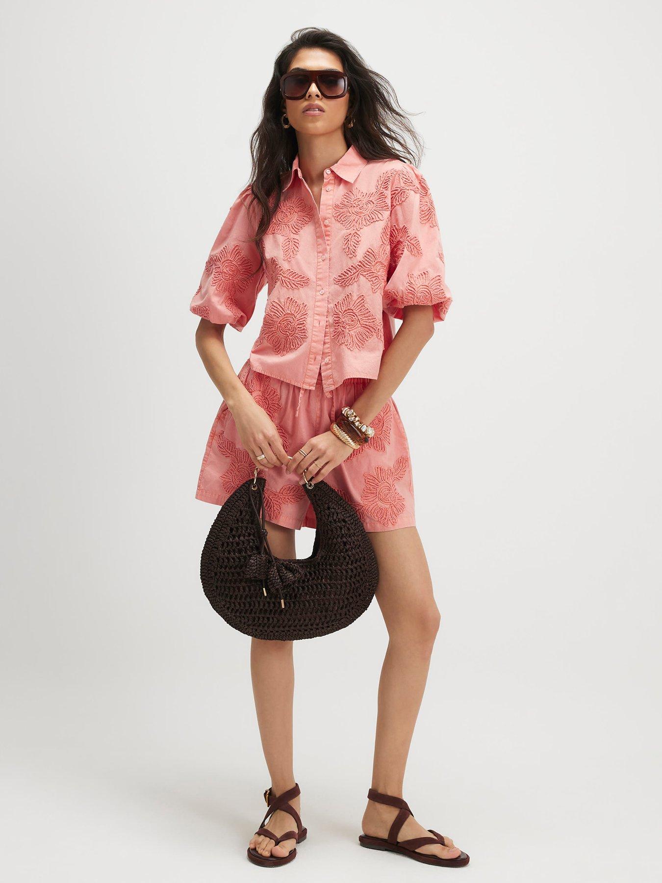 Image 4 of 6 of River Island Cornelli Co-ord Shirt - Pink