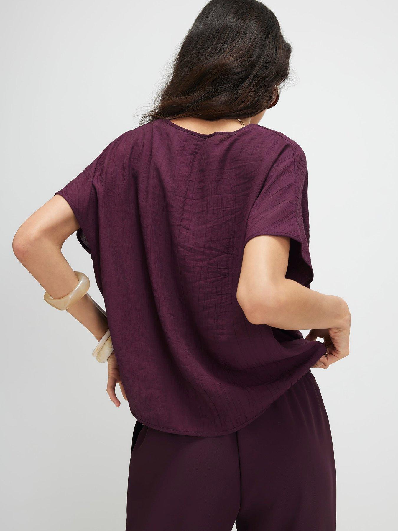 Image 2 of 6 of River Island Textured Tuck Hem Top - Brown