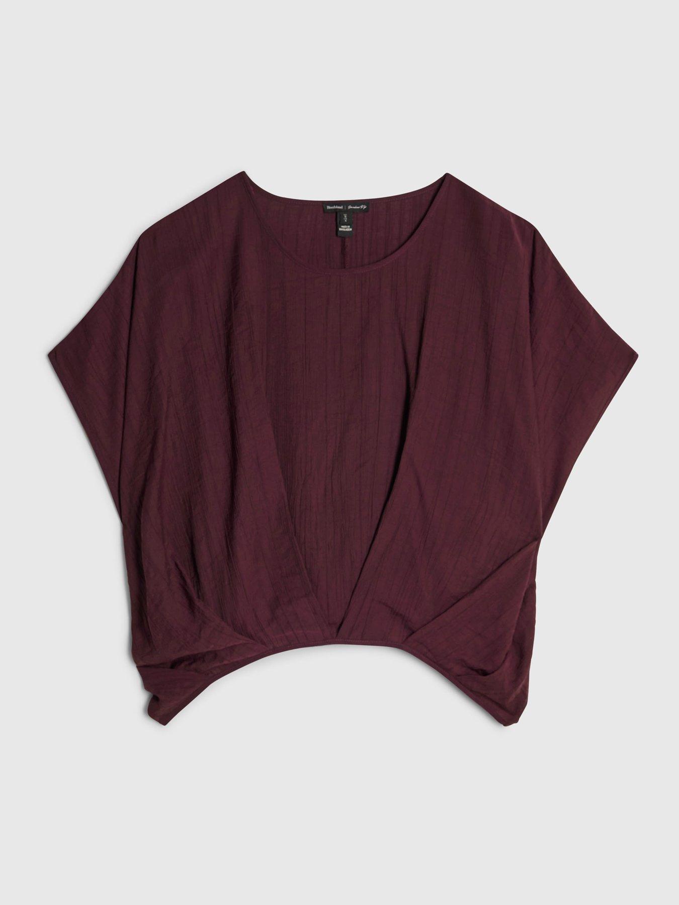 Image 5 of 6 of River Island Textured Tuck Hem Top - Brown