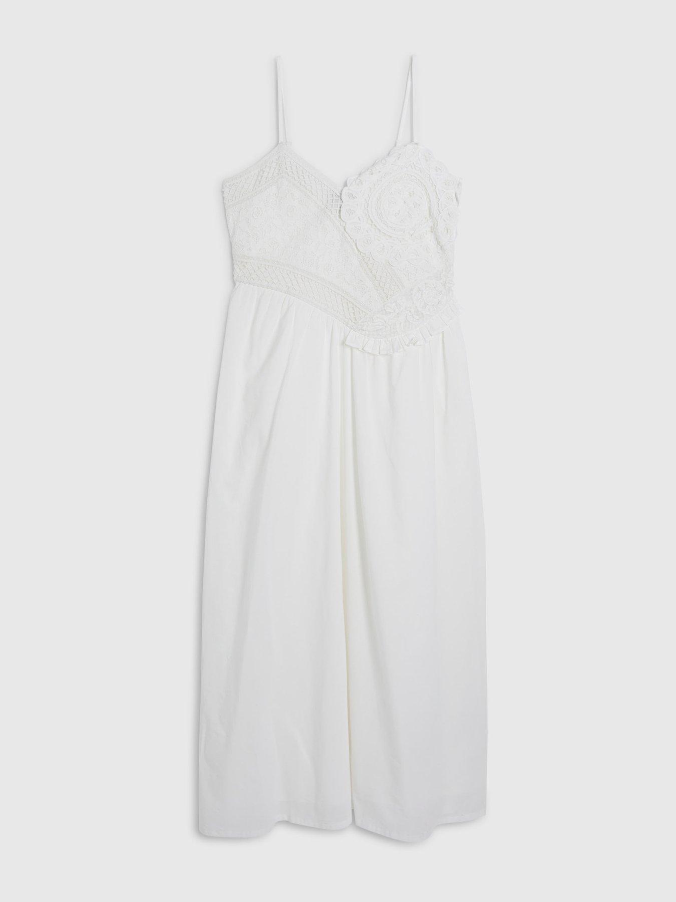 Image 5 of 6 of River Island Patchwork Lace Midi Dress - Cream