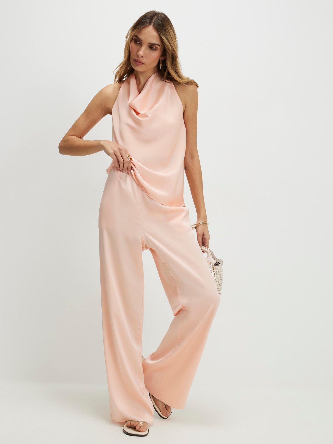 River Island Slim Satin Trouser - Pink