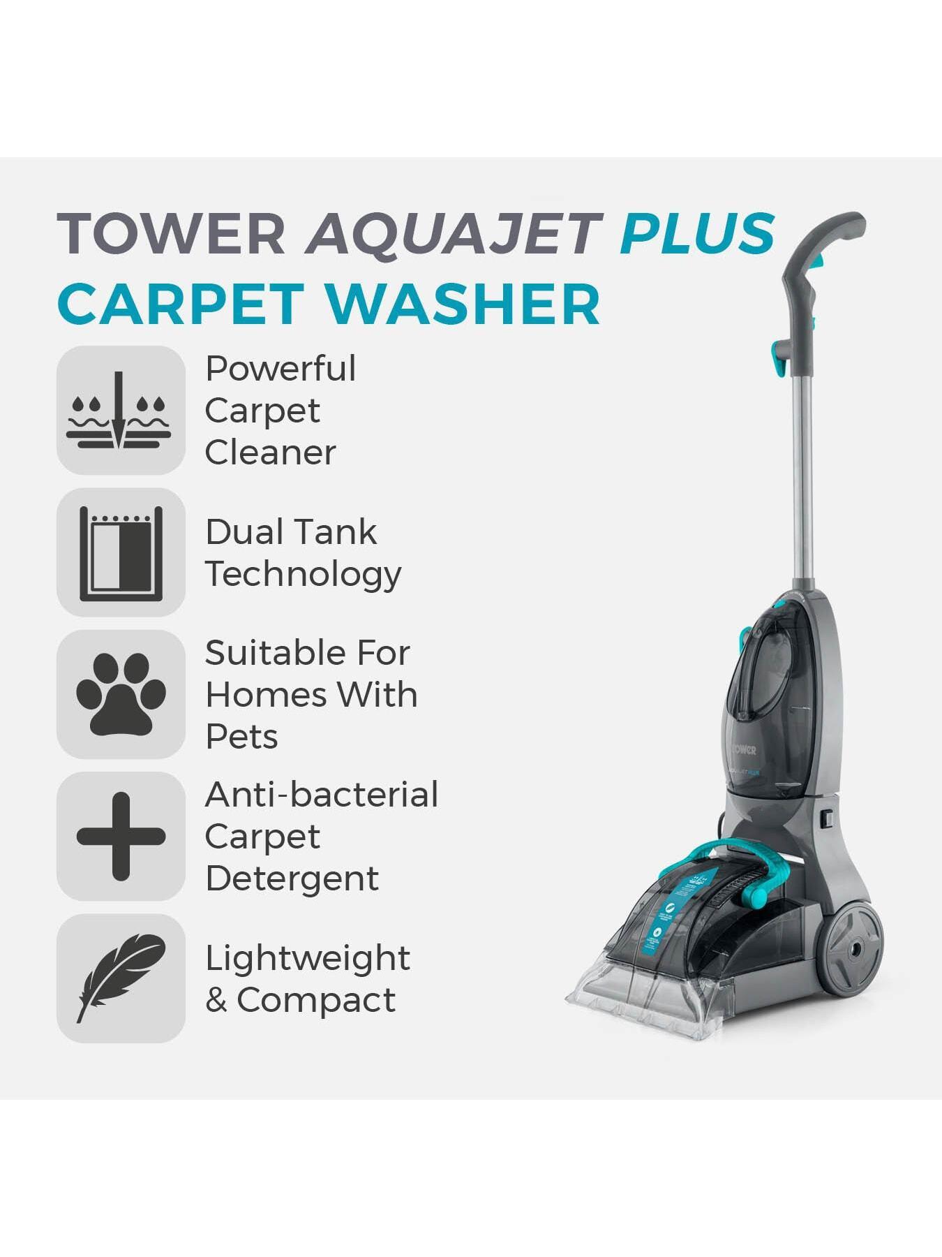 Image 2 of 7 of Tower TCW5 AQUAJETPLUS Carpet Washer with 250ml Cleaning Solution, Blue & Grey