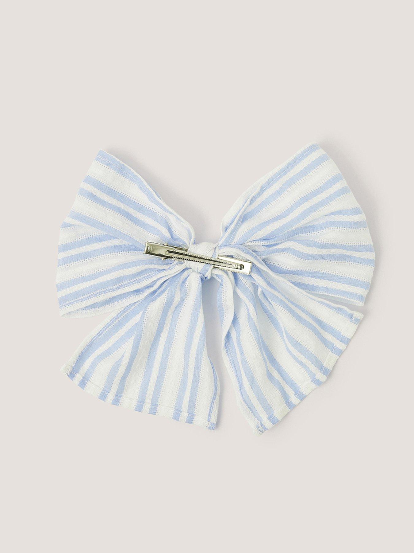 Image 2 of 3 of Monsoon Girls Ahoy Stripe Bow Clips - Multi