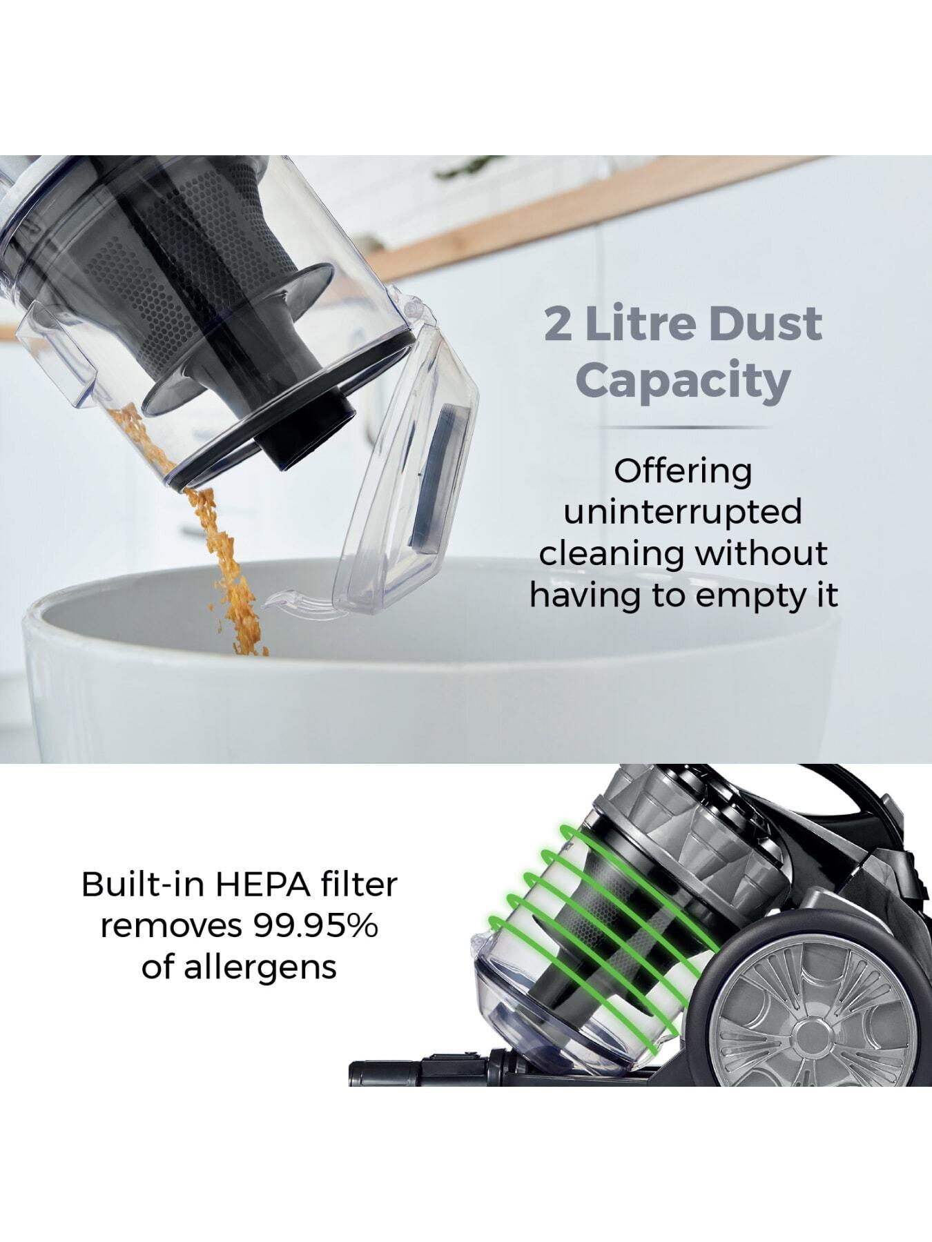 Image 4 of 7 of Tower TT102000PLPET Multi-Cyclonic Cylinder Vacuum Cleaner with Pet Tool, 700W, Silver