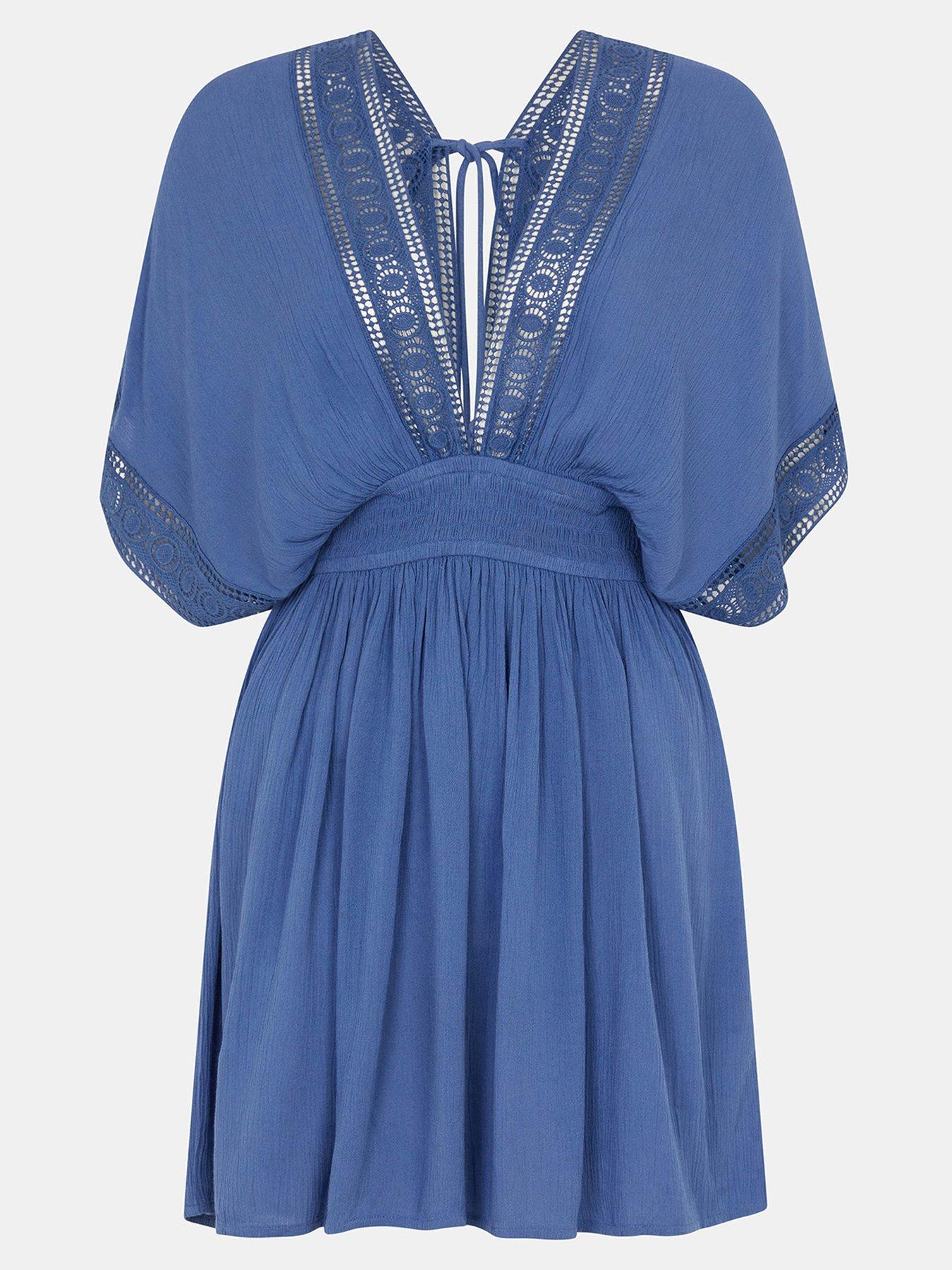 Image 3 of 5 of Accessorize Crochet Trim Mini Kaftan