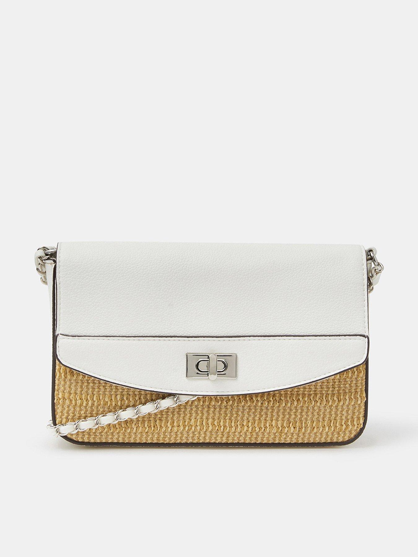 Image 1 of 5 of Accessorize Twistlock Raffia Crossbody Bag