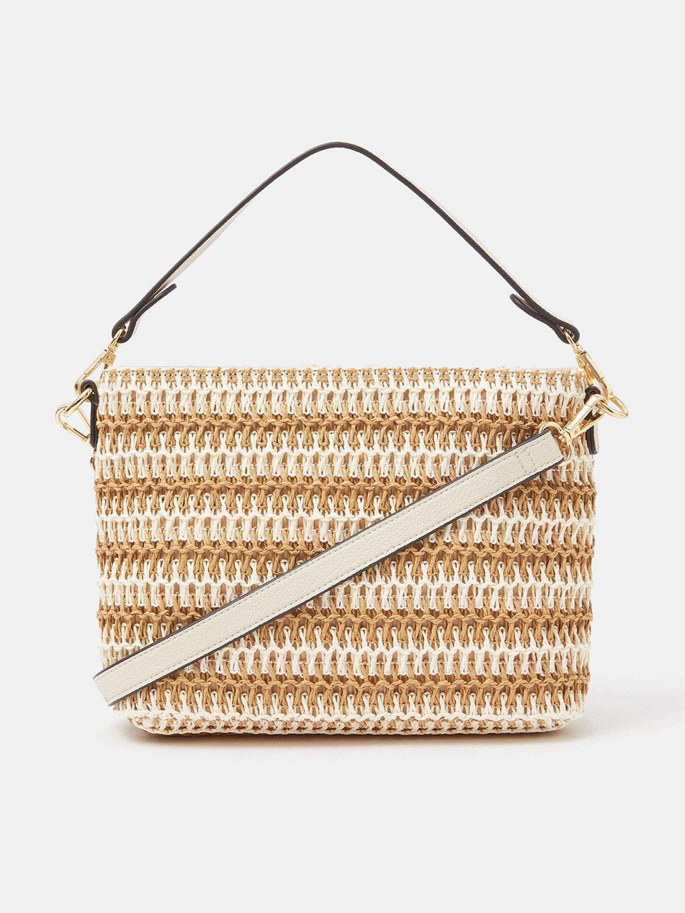 Image 1 of 5 of Accessorize Stripe Raffia Crossbody Bag