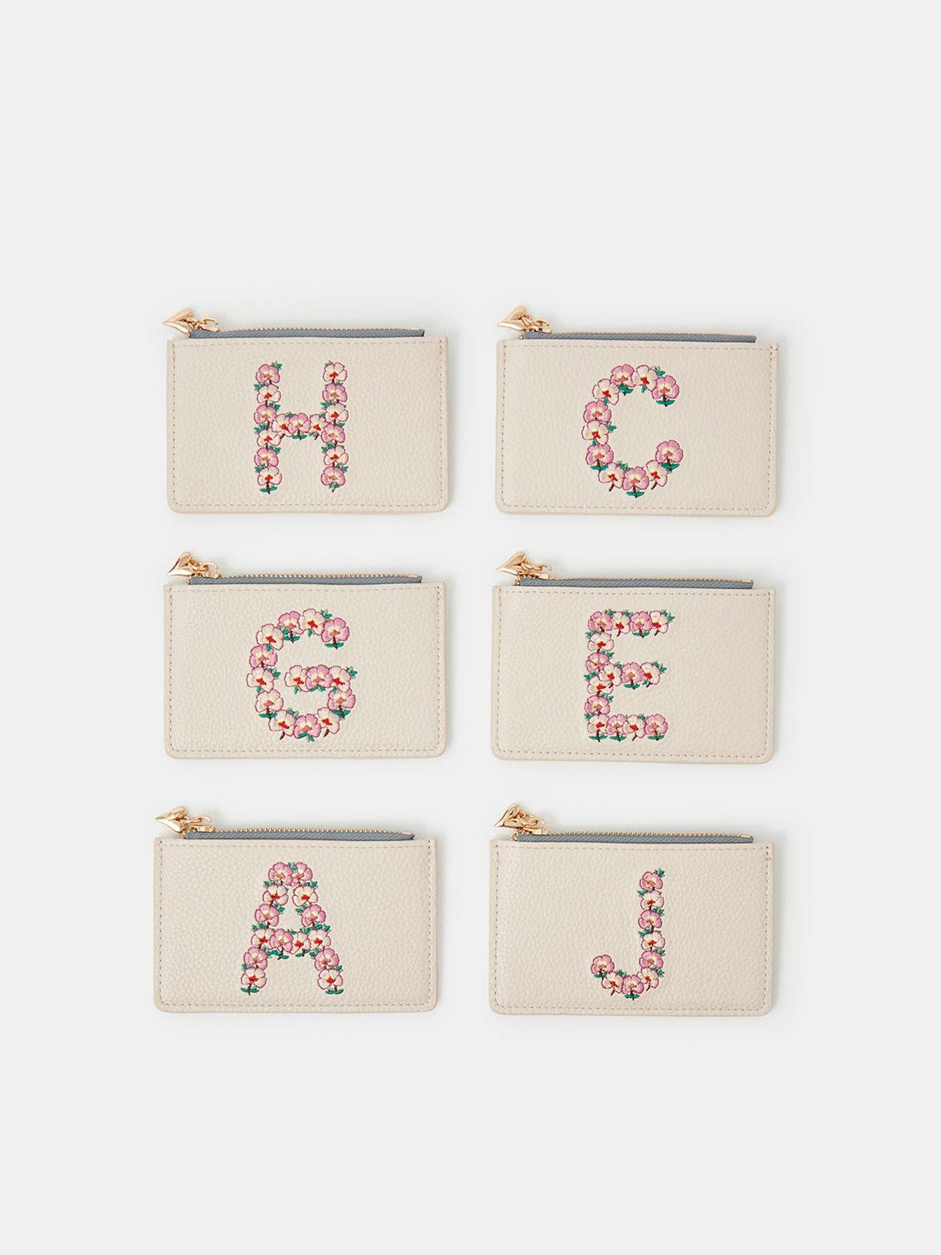 Image 4 of 5 of Accessorize Floral Embroidered Initial Card Holder