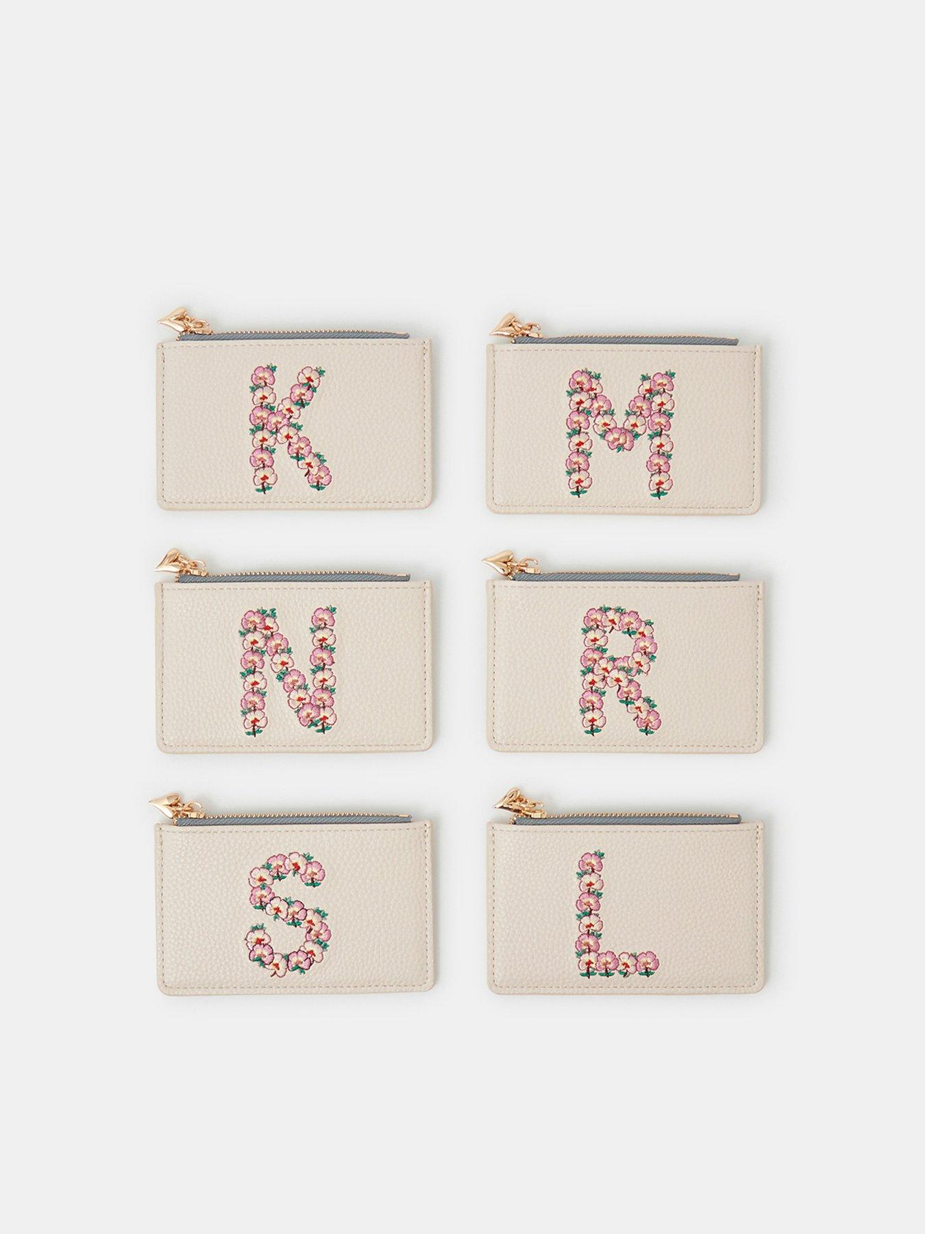 Image 5 of 5 of Accessorize Floral Embroidered Initial Card Holder