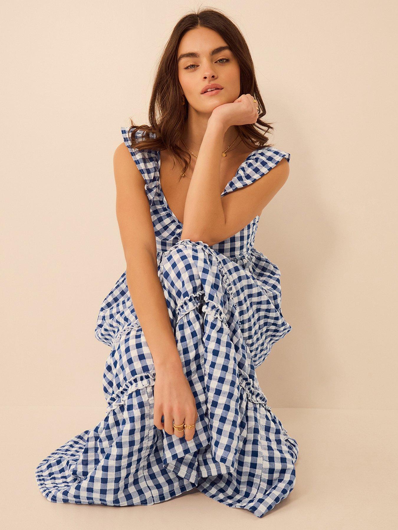 accessorize-gingham-print-ruffle-midi-dressoutfit