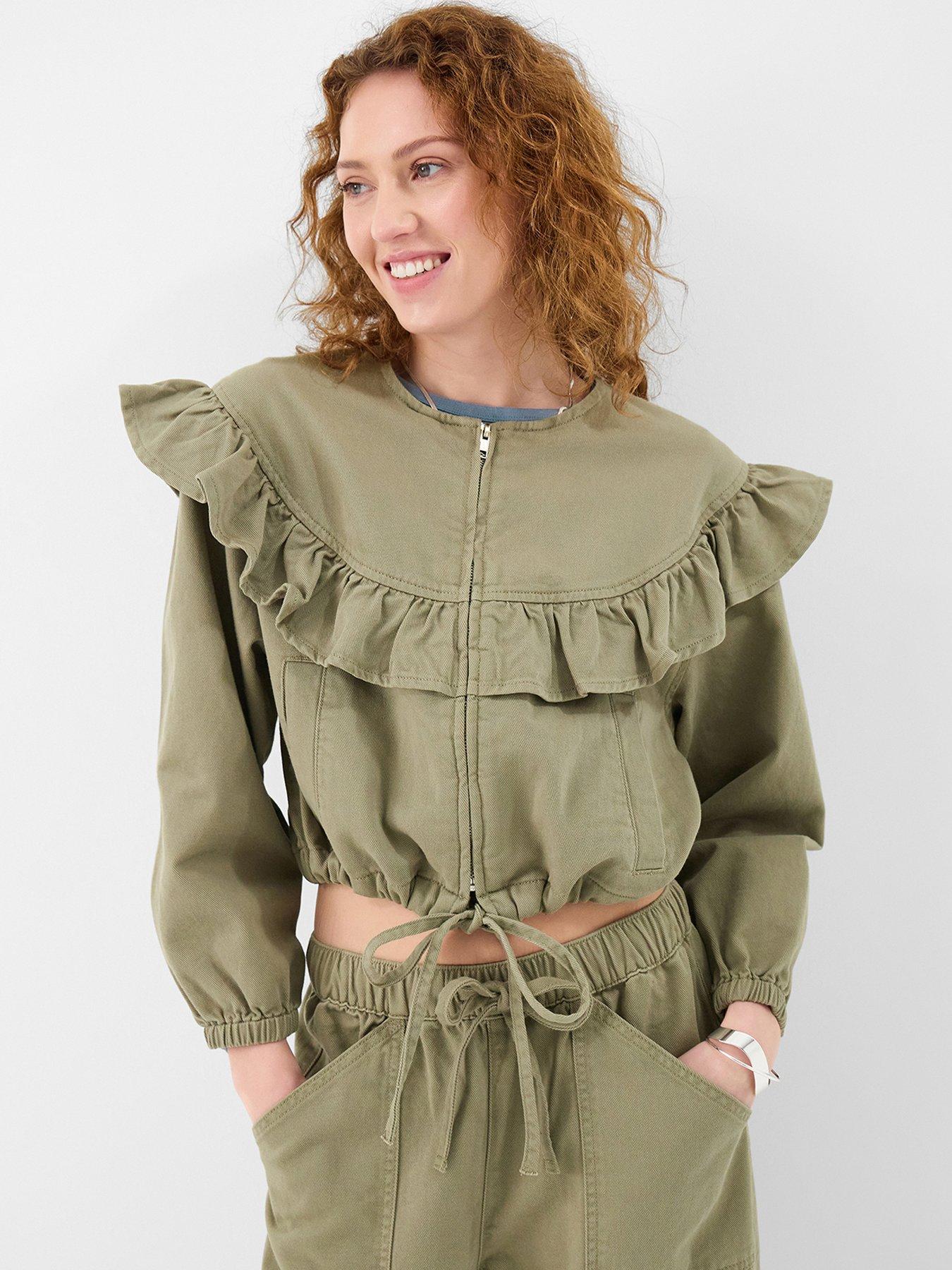 Image 1 of 4 of Accessorize Ruffle Denim Jacket