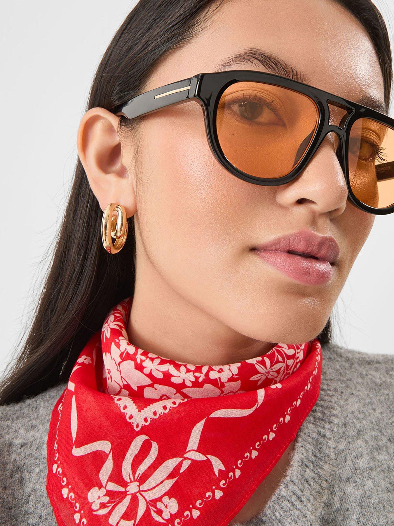 Image 2 of 3 of Accessorize Orange Tinted Aviator Sunglasses