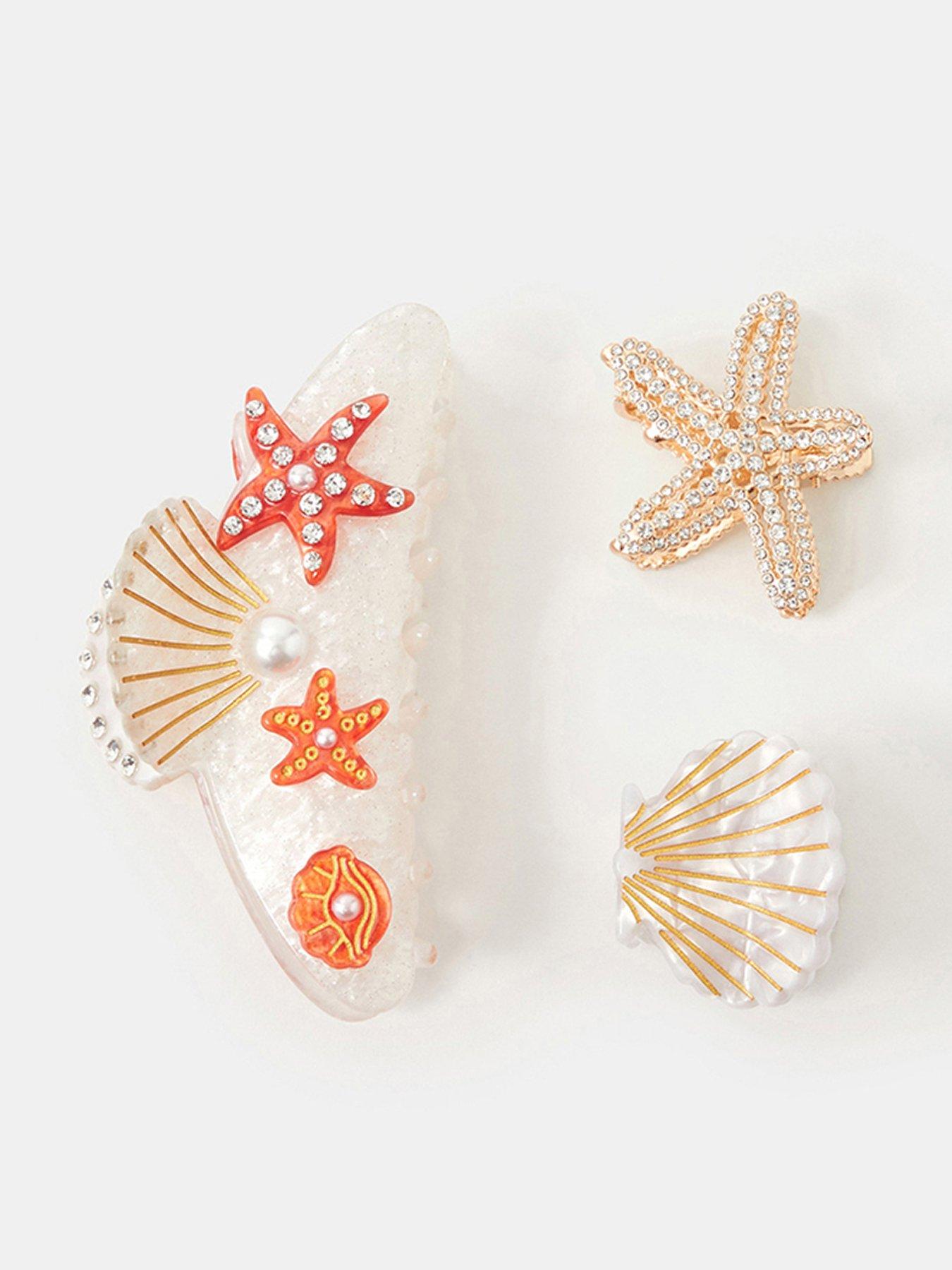 Accessorize 3-pack Starfish  &  Shell Claw Clips