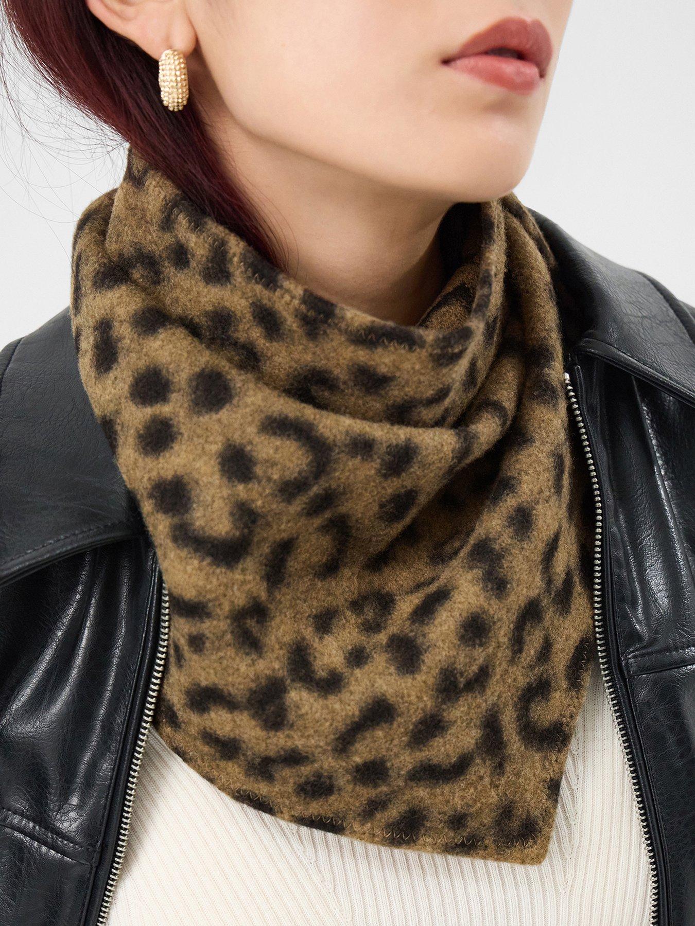 Image 2 of 3 of Accessorize Leopard Print Triangle Scarf