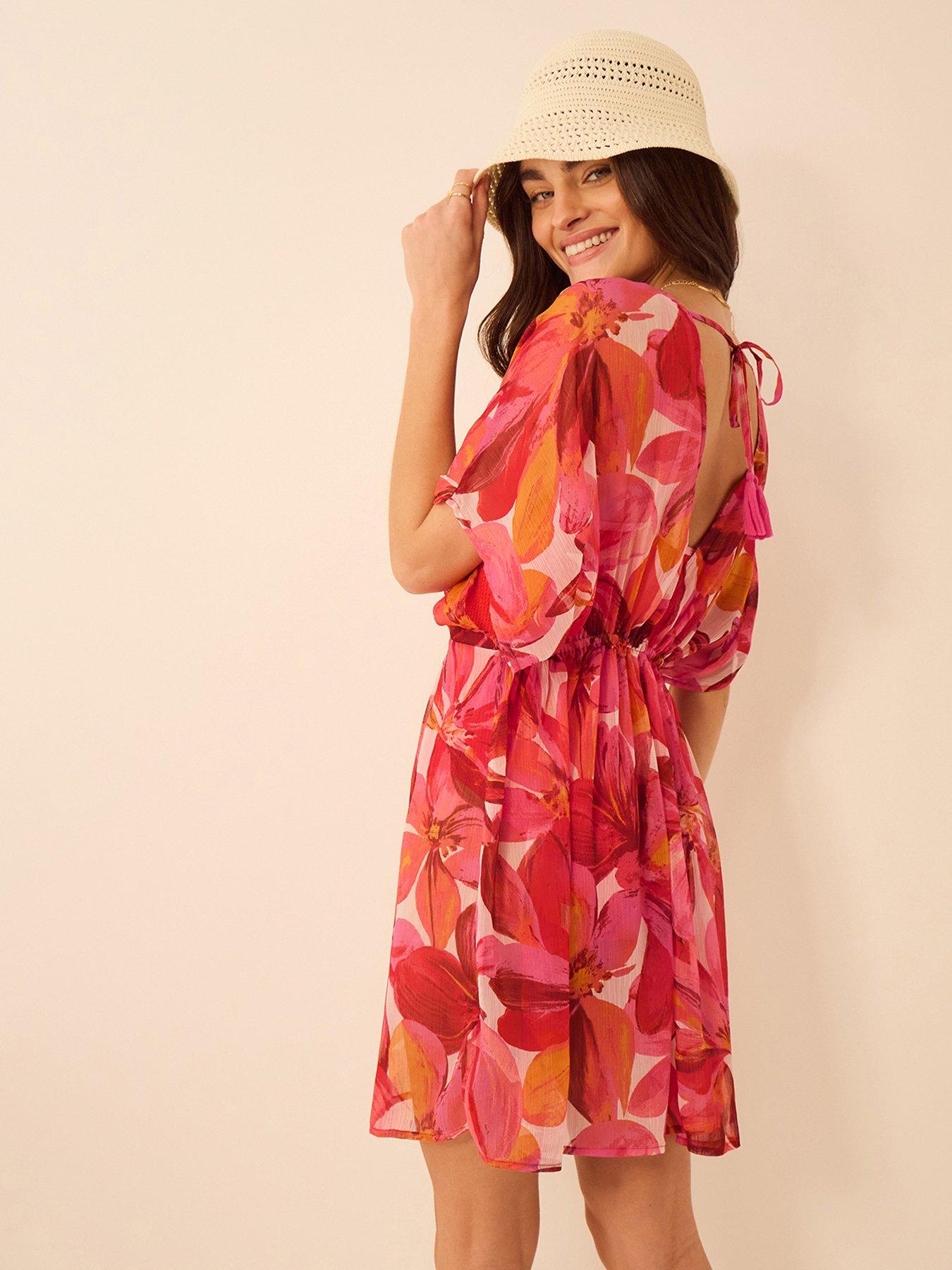 Image 2 of 5 of Accessorize Floral Chiffon Mini Kaftan