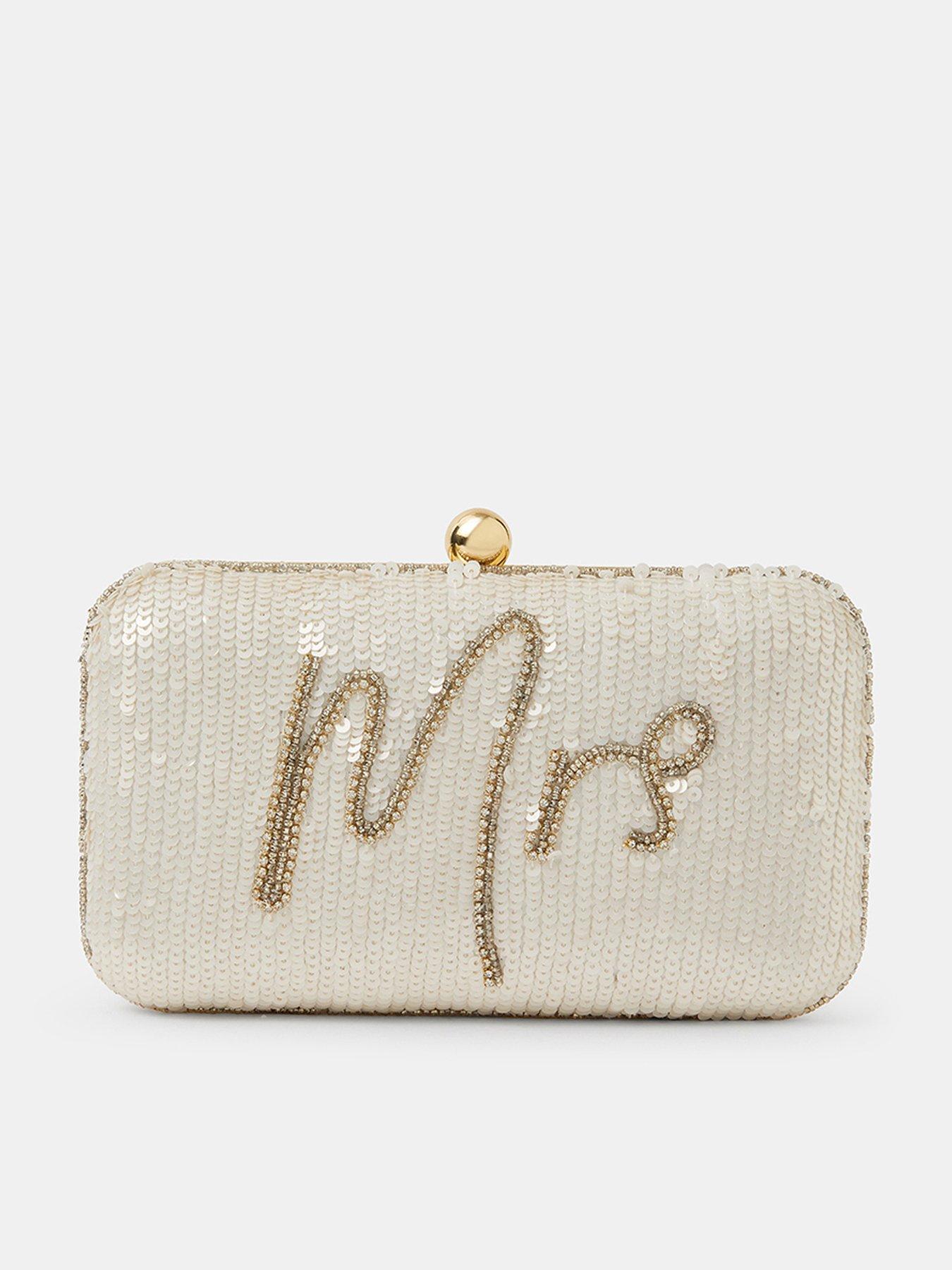 Image 1 of 3 of Accessorize Bridal Sequin Clutch Bag