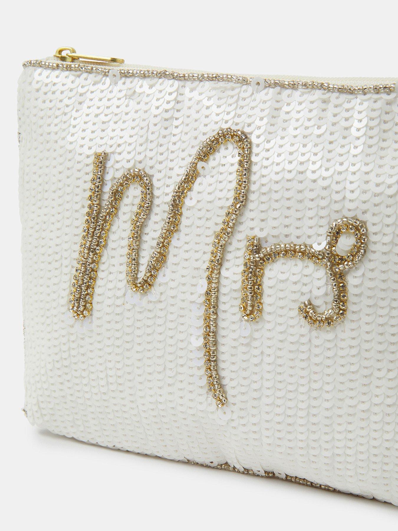Image 3 of 4 of Accessorize Mrs Sequin Bridal Pouch