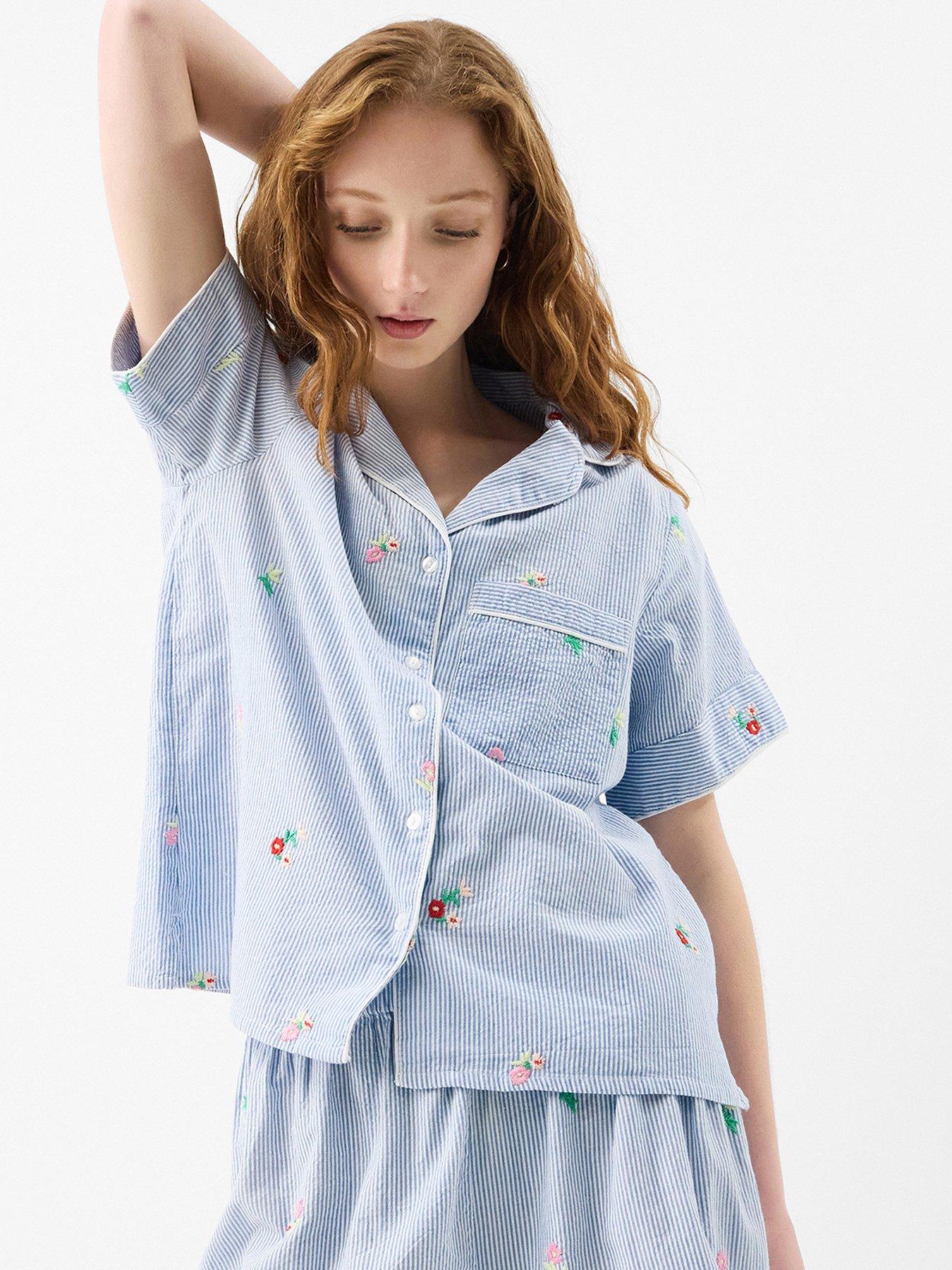 accessorize-floral-stripe-short-pyjamas-setfront