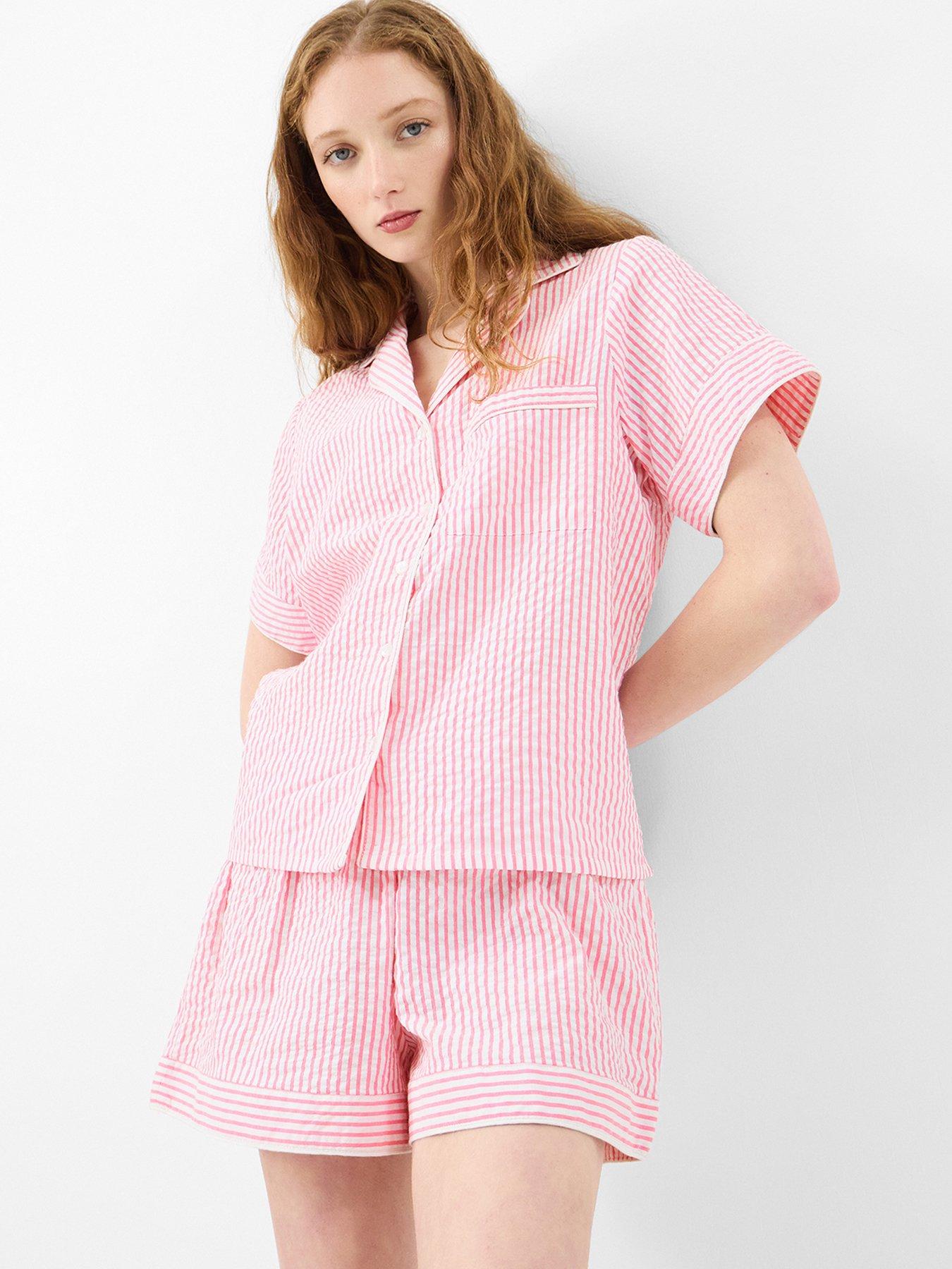 Image 1 of 4 of Accessorize Stripe Seersucker Short Pyjamas Set
