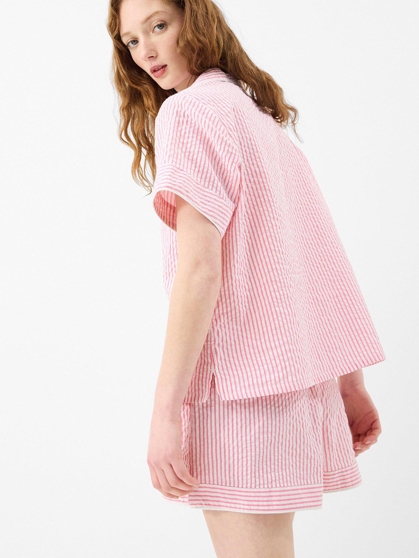 Image 2 of 4 of Accessorize Stripe Seersucker Short Pyjamas Set