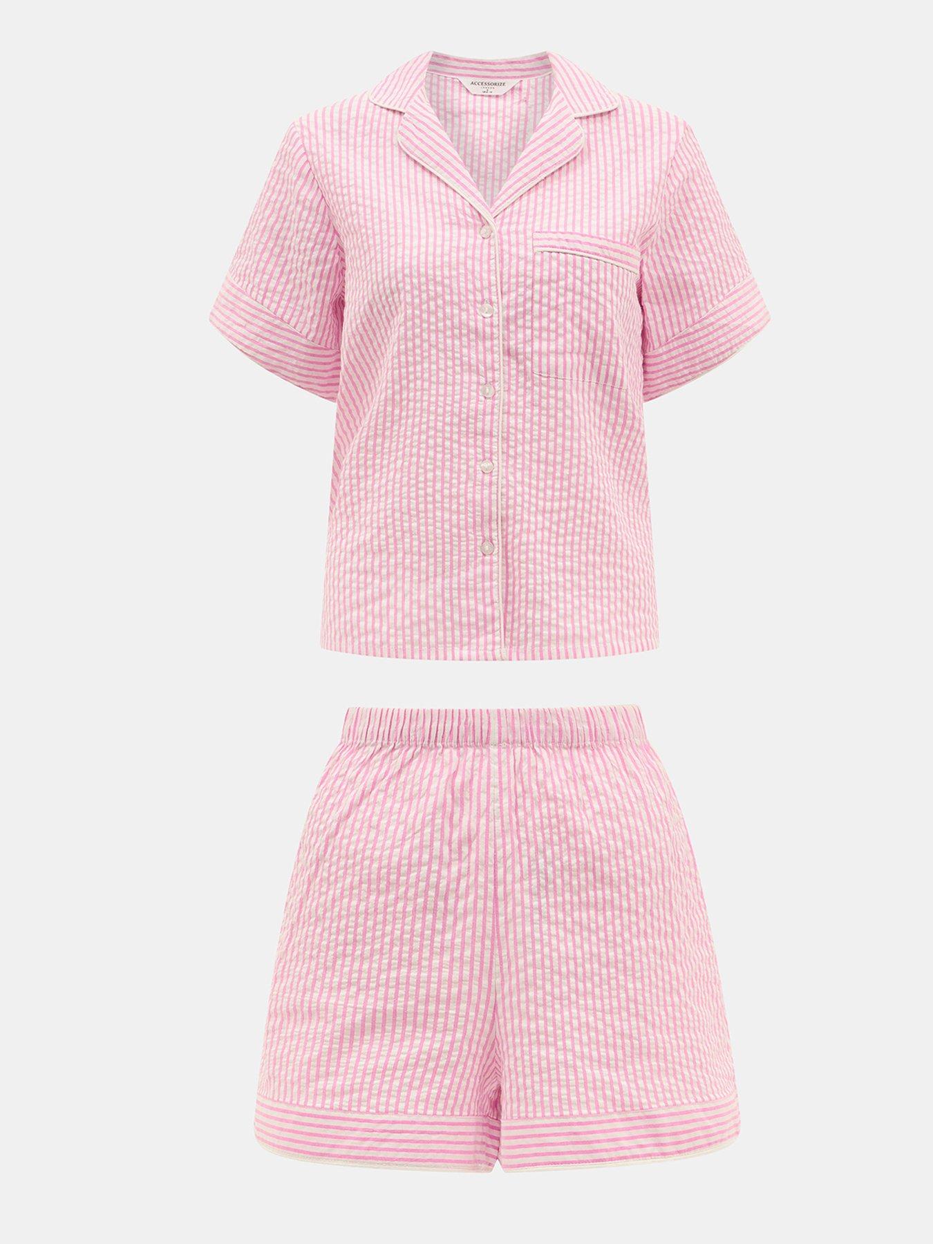 Image 4 of 4 of Accessorize Stripe Seersucker Short Pyjamas Set