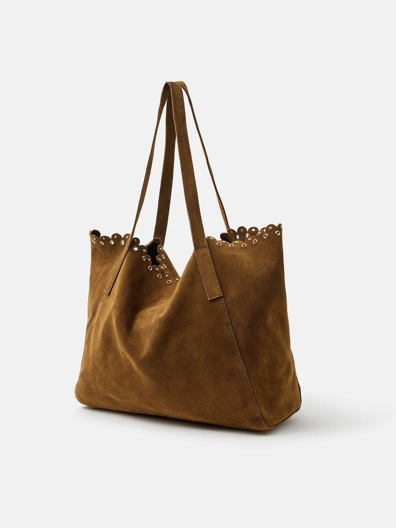 Image 3 of 5 of Accessorize Eyelet Detail Suede Tote Bag