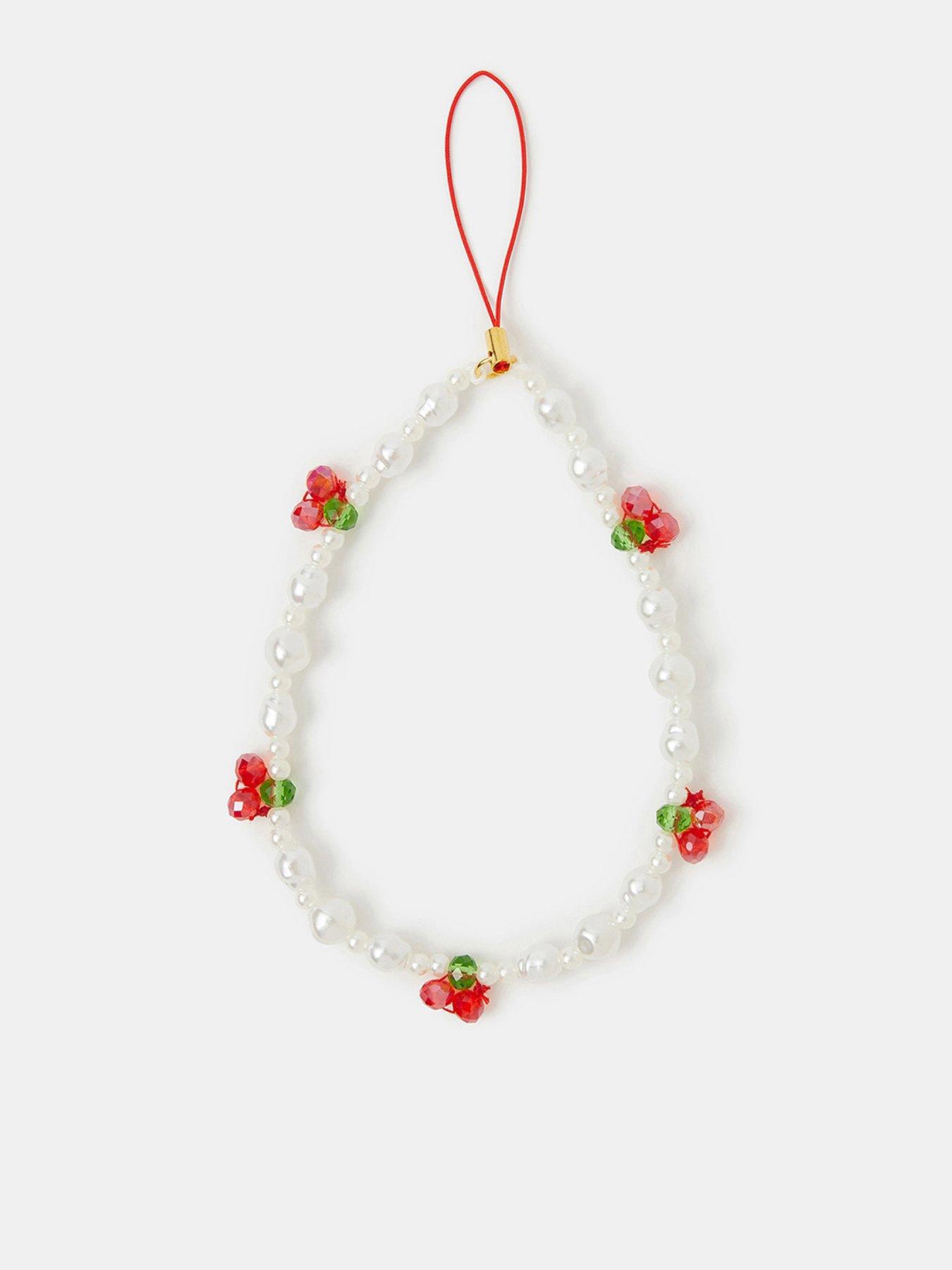 Image 1 of 3 of Accessorize Cherry Pearl Phone Charm