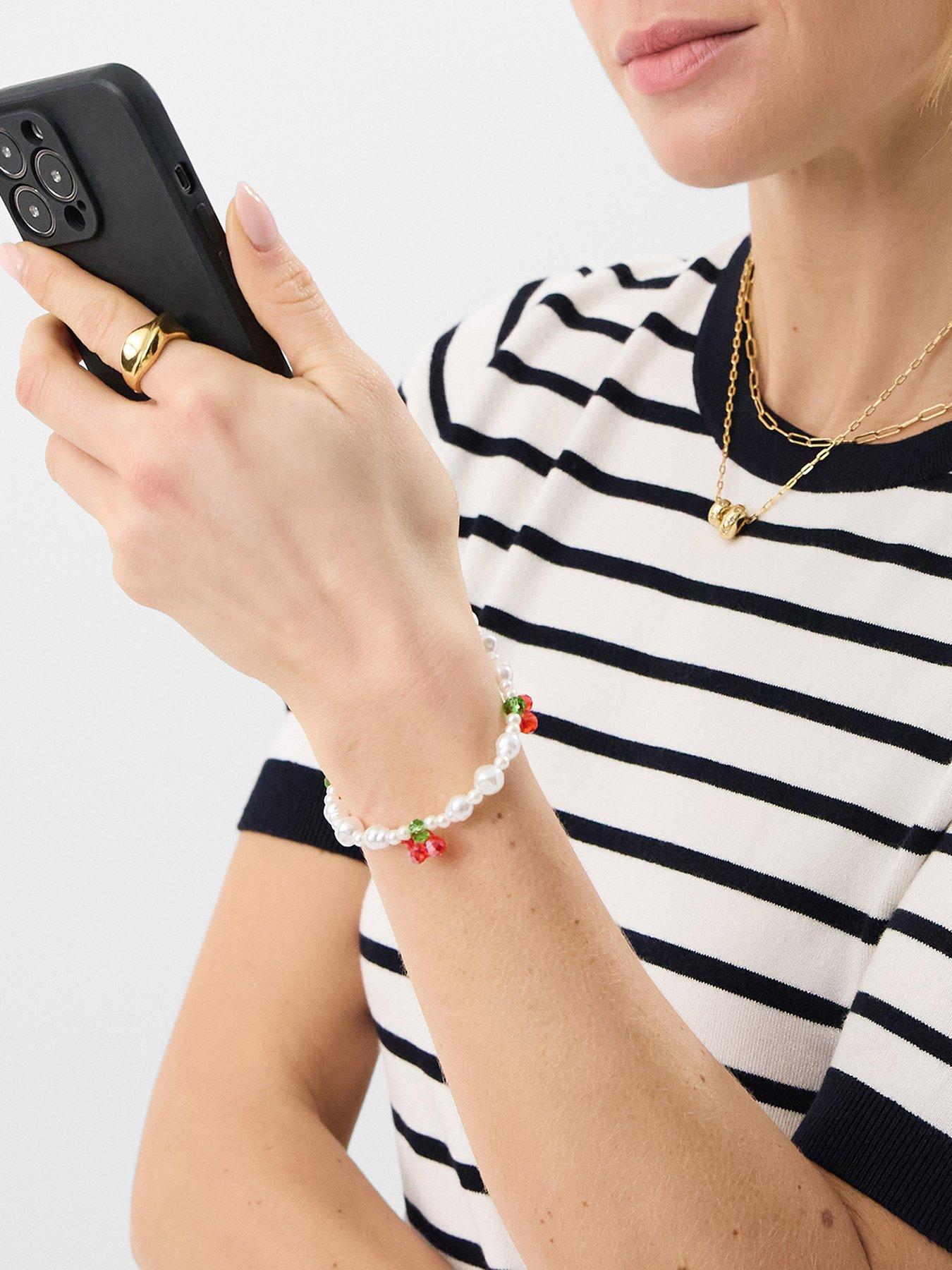 Image 2 of 3 of Accessorize Cherry Pearl Phone Charm