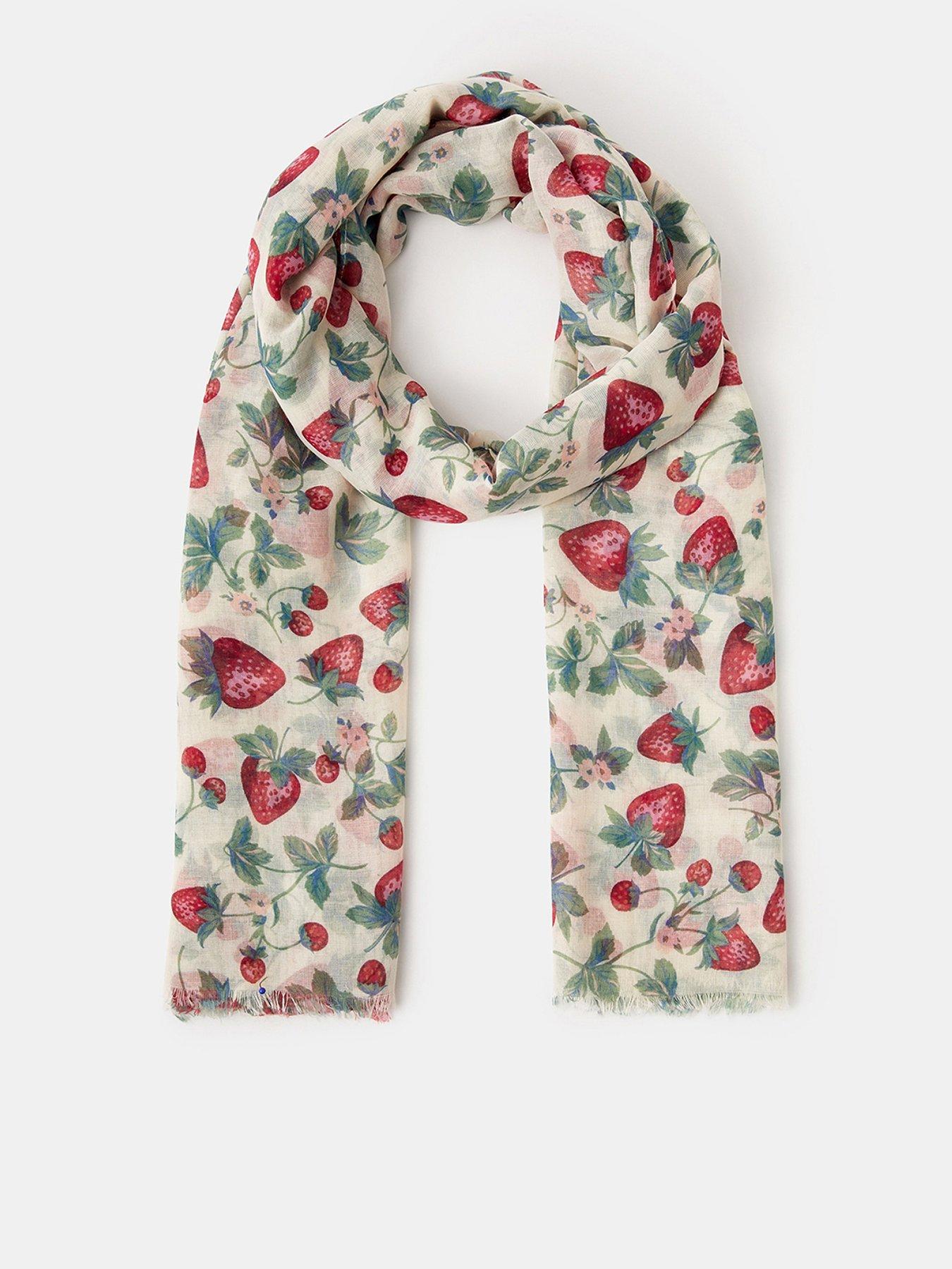 Image 1 of 3 of Accessorize Lightweight Strawberry Print Scarf