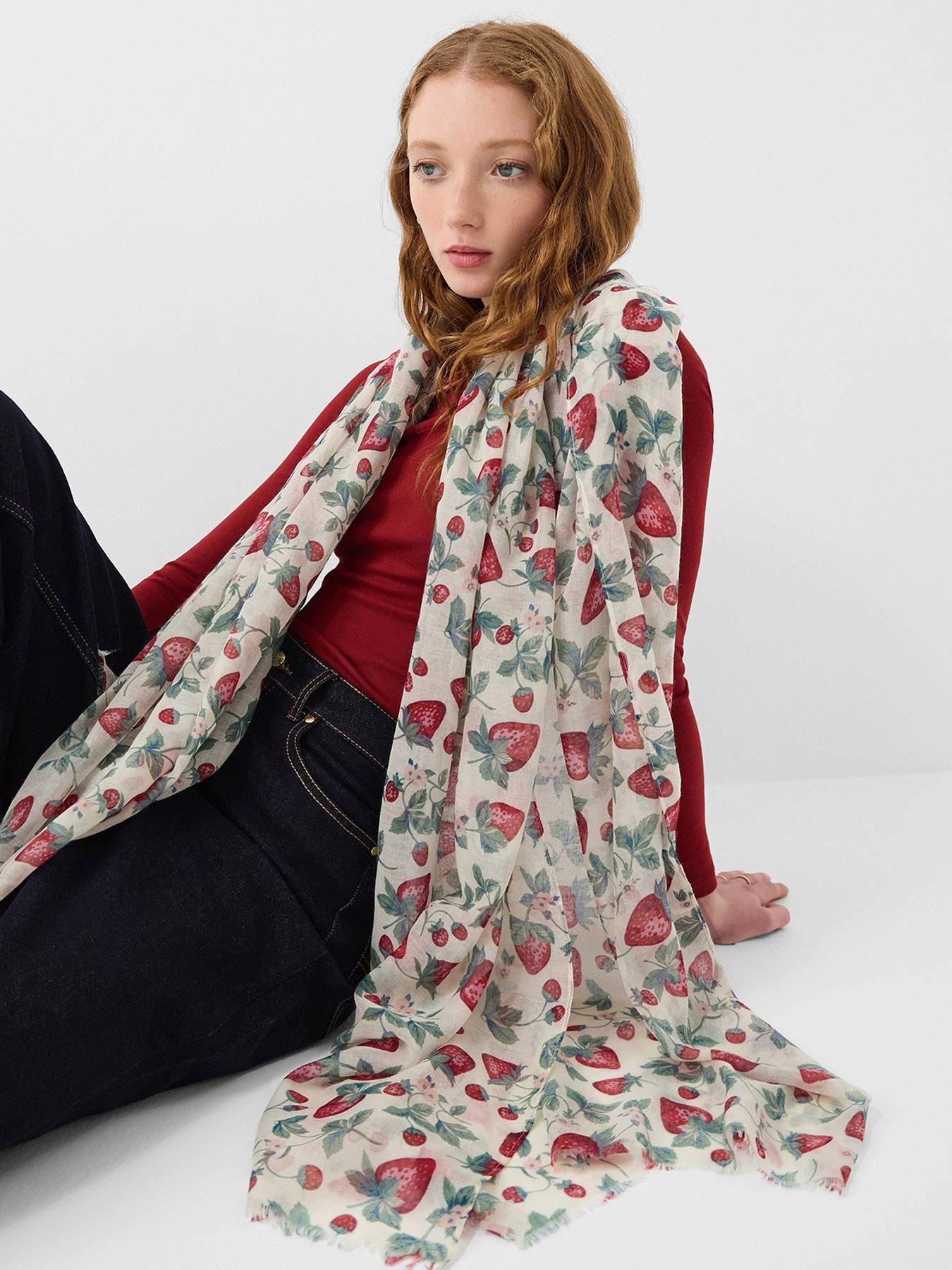 Image 2 of 3 of Accessorize Lightweight Strawberry Print Scarf