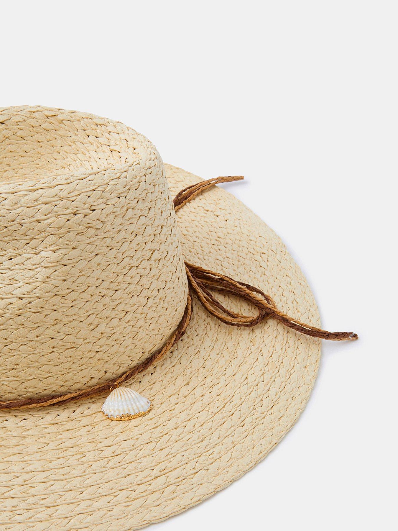 Image 2 of 3 of Accessorize Shell Charm Straw Fedora Hat