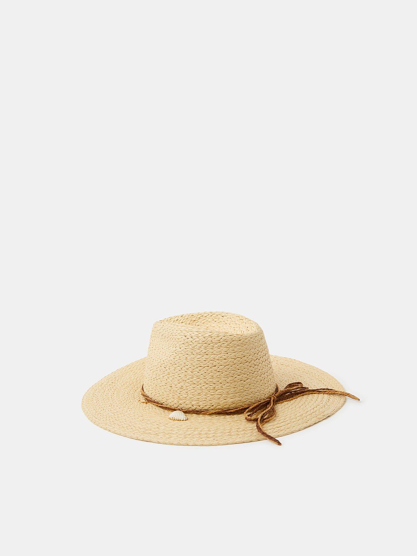Image 3 of 3 of Accessorize Shell Charm Straw Fedora Hat