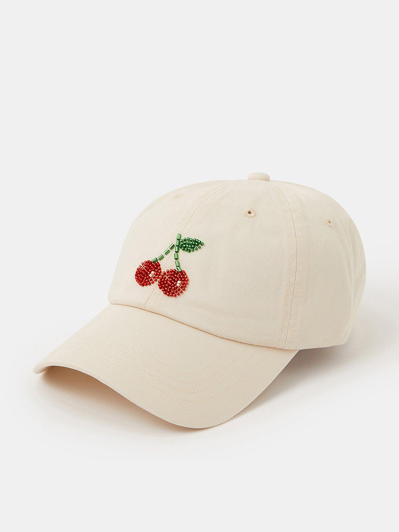 Image 1 of 3 of Accessorize Beaded Cherry Baseball Cap