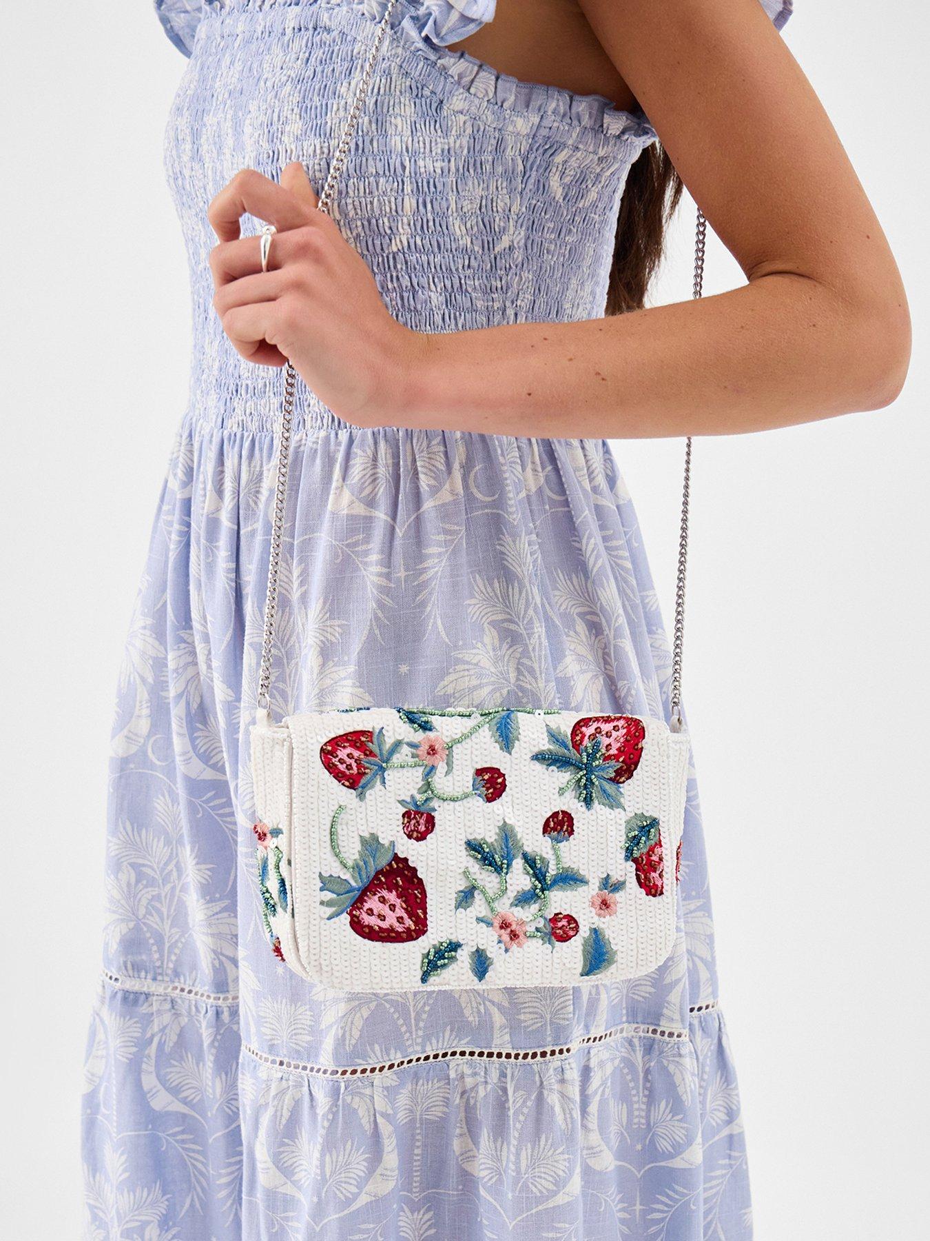 Image 2 of 5 of Accessorize Beaded Strawberry Crossbody Bag