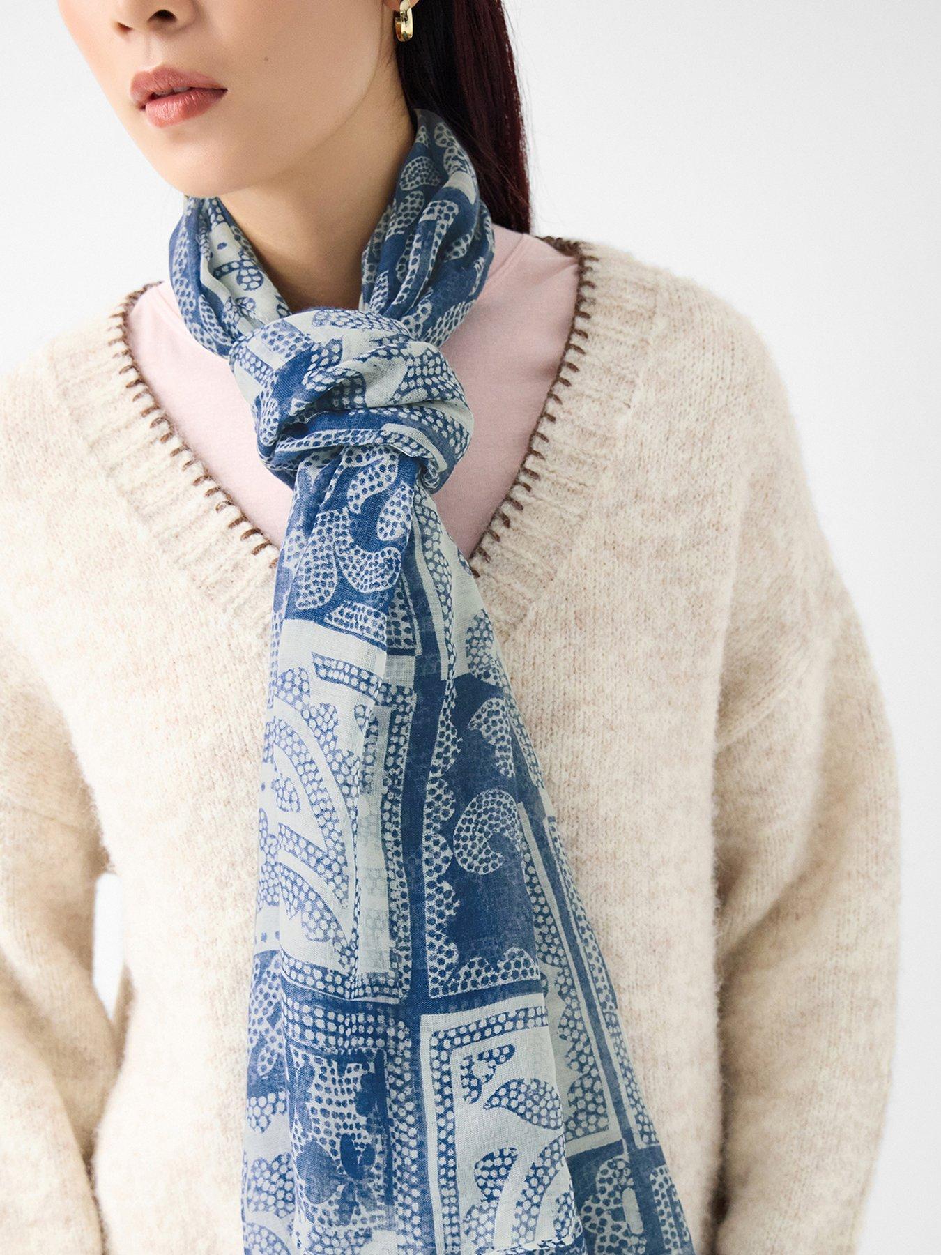 Image 2 of 3 of Accessorize Lightweight Dotty Paisley Print Scarf