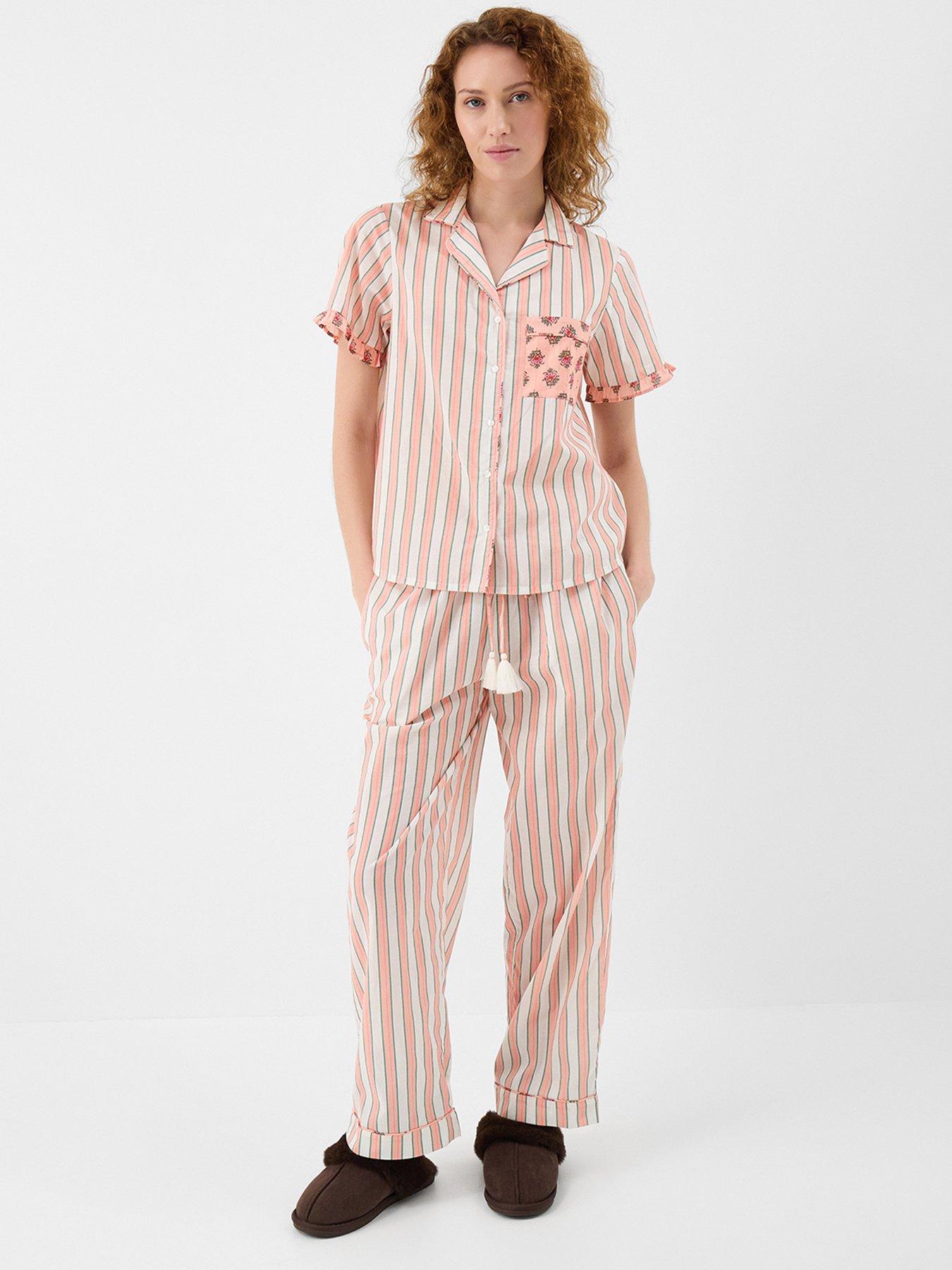 Image 1 of 4 of Accessorize Floral Stripe Long Pyjamas Set
