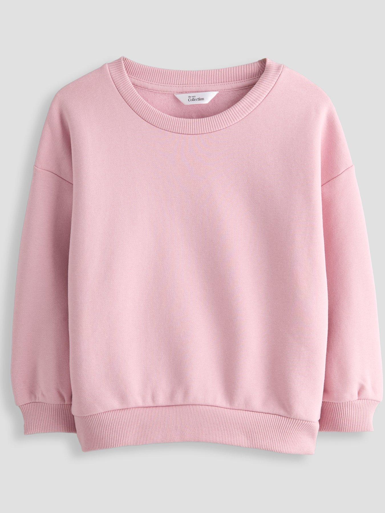 The Very Collection Girls Dropped Shoulder Basic Sweat - Pink