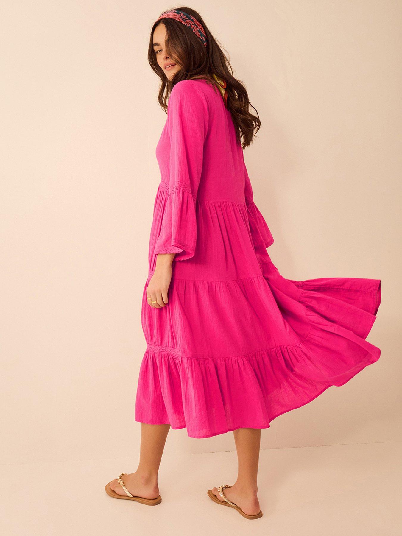Image 2 of 5 of Accessorize Lace Trim Midi Beach Dress