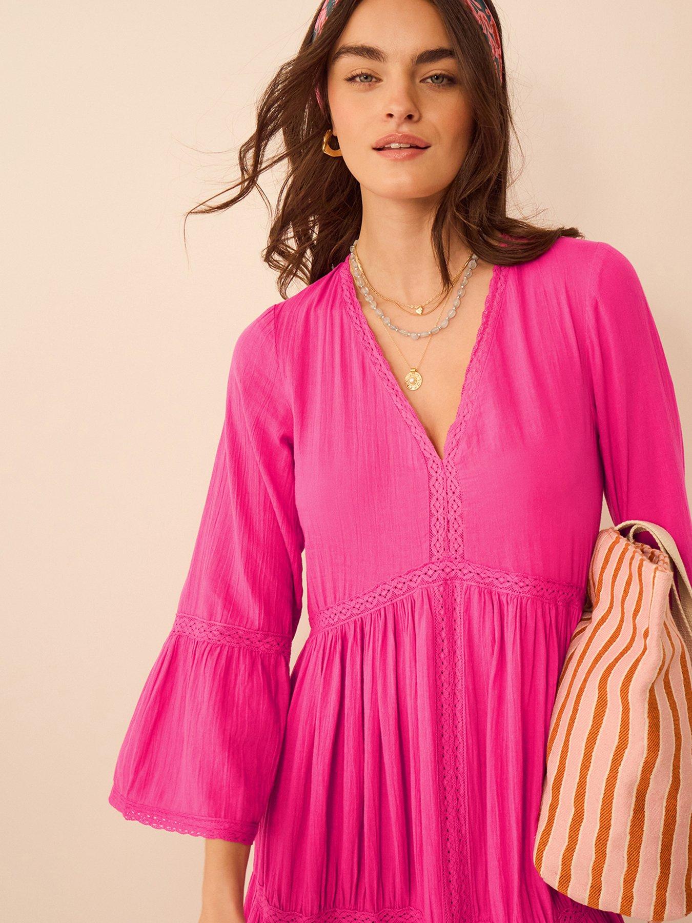 Image 3 of 5 of Accessorize Lace Trim Midi Beach Dress