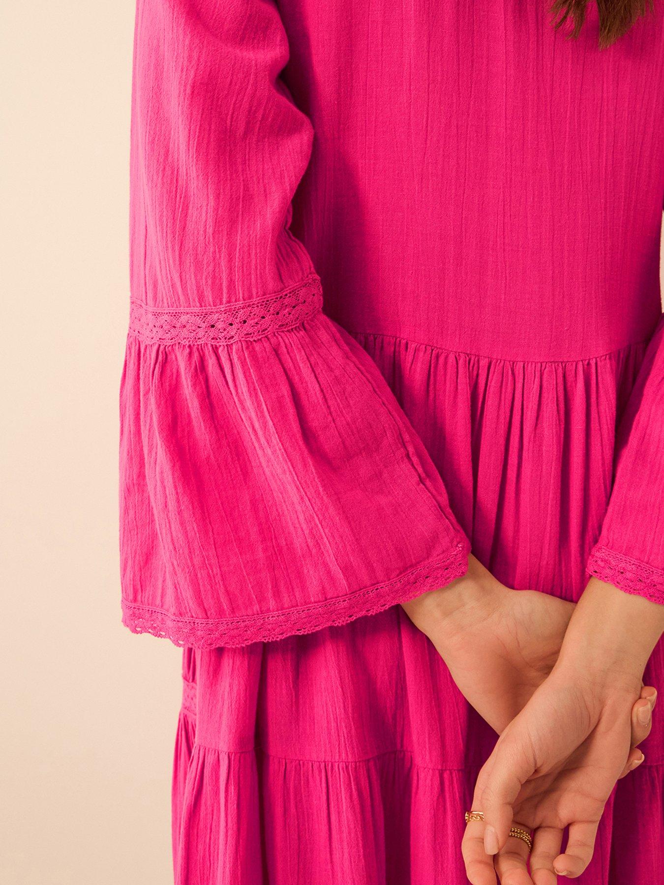 Image 4 of 5 of Accessorize Lace Trim Midi Beach Dress