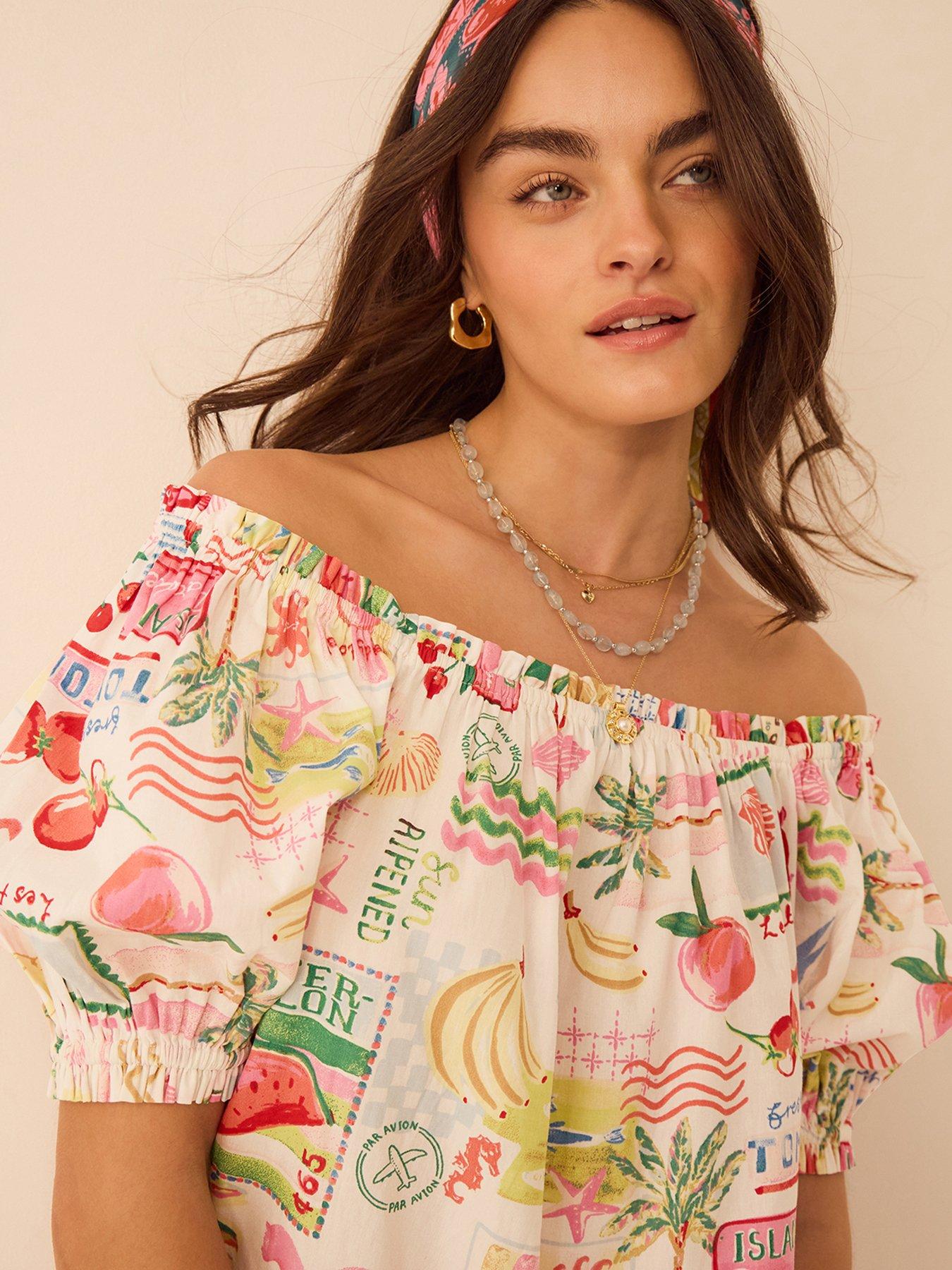 Image 3 of 4 of Accessorize Summer Print Puff Sleeve Mini Dress