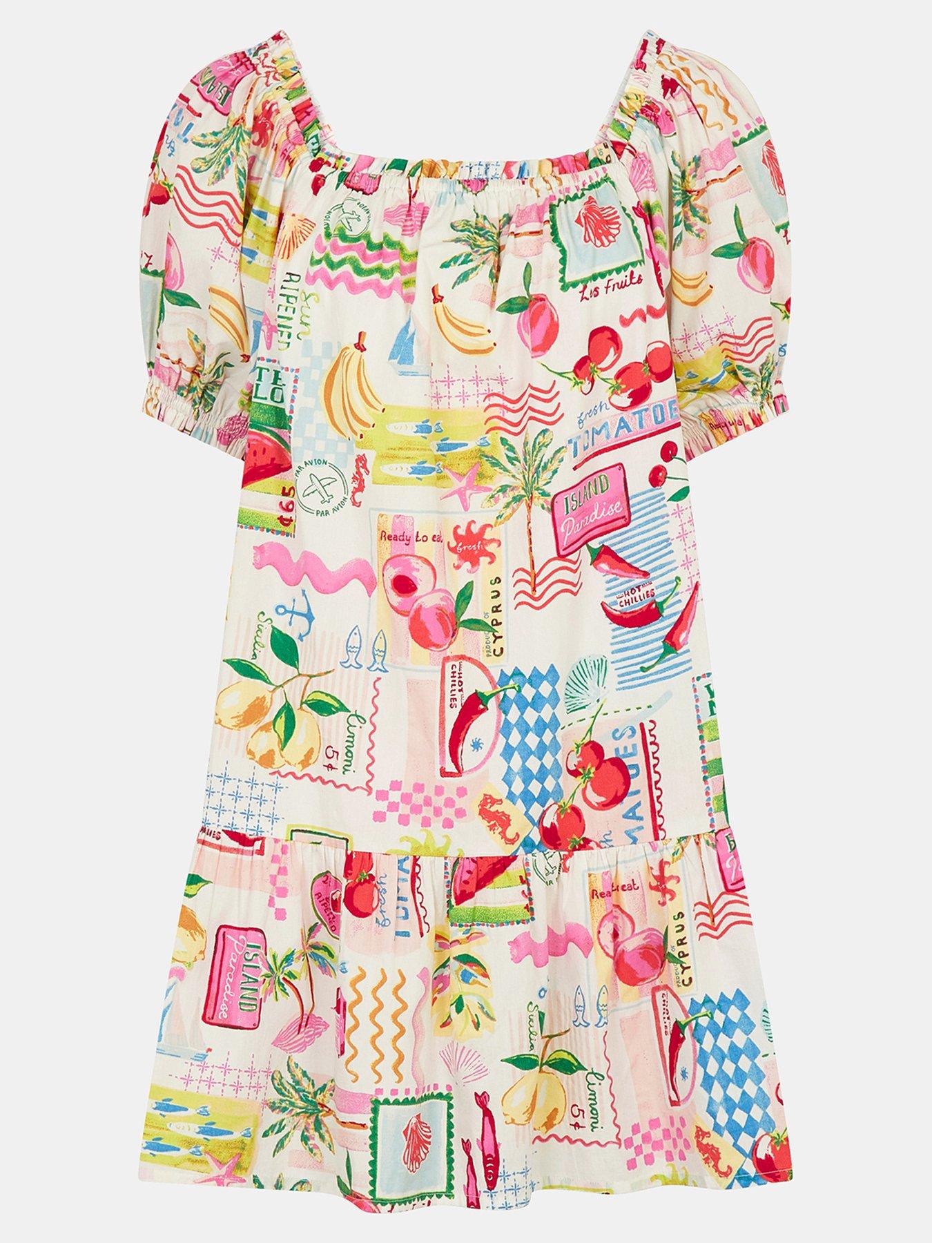 Image 4 of 4 of Accessorize Summer Print Puff Sleeve Mini Dress