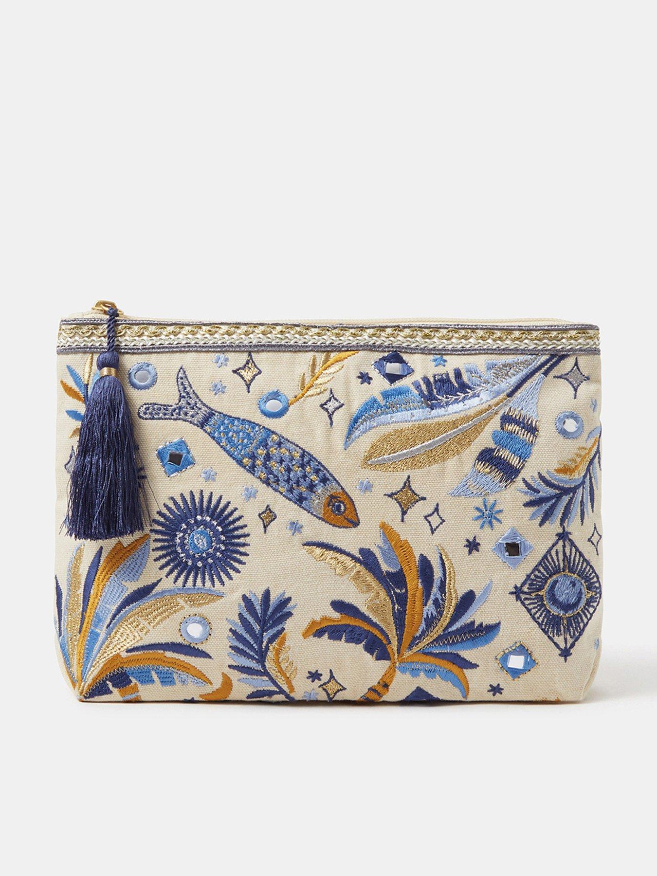 Image 1 of 4 of Accessorize Embroidered Tropical Fish Pouch
