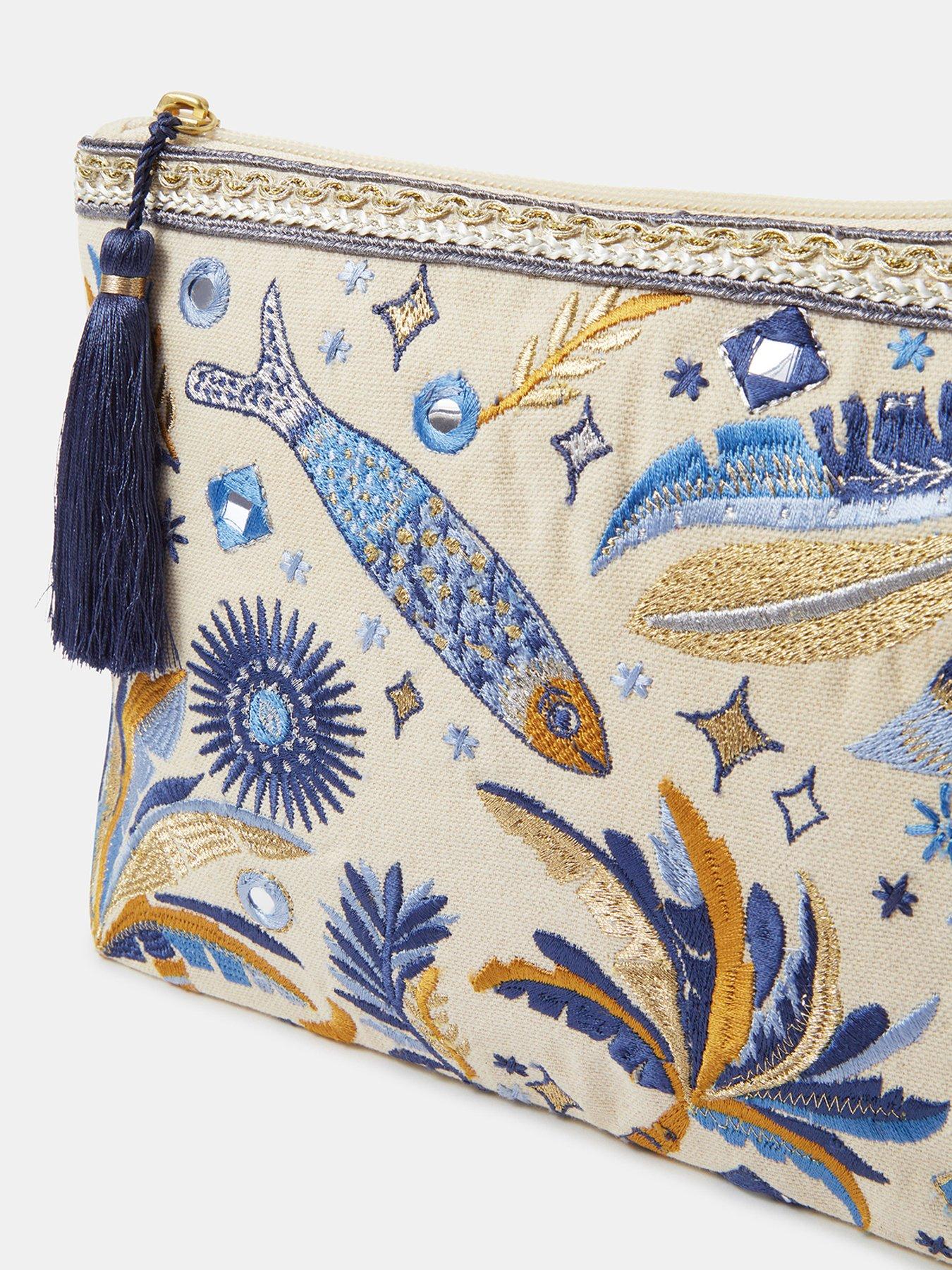 Image 3 of 4 of Accessorize Embroidered Tropical Fish Pouch