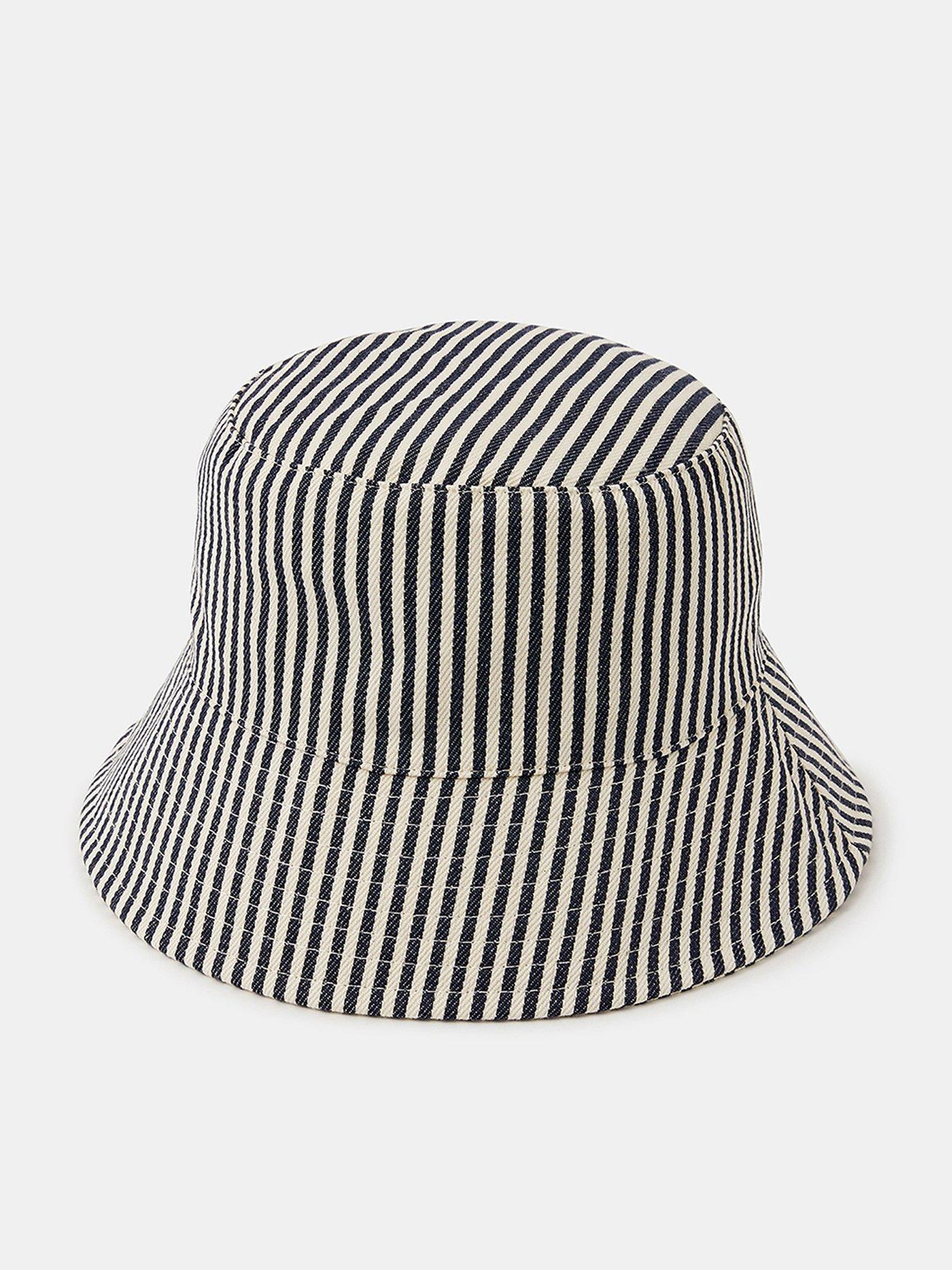 Image 1 of 3 of Accessorize Stripe Cotton Bucket Hat